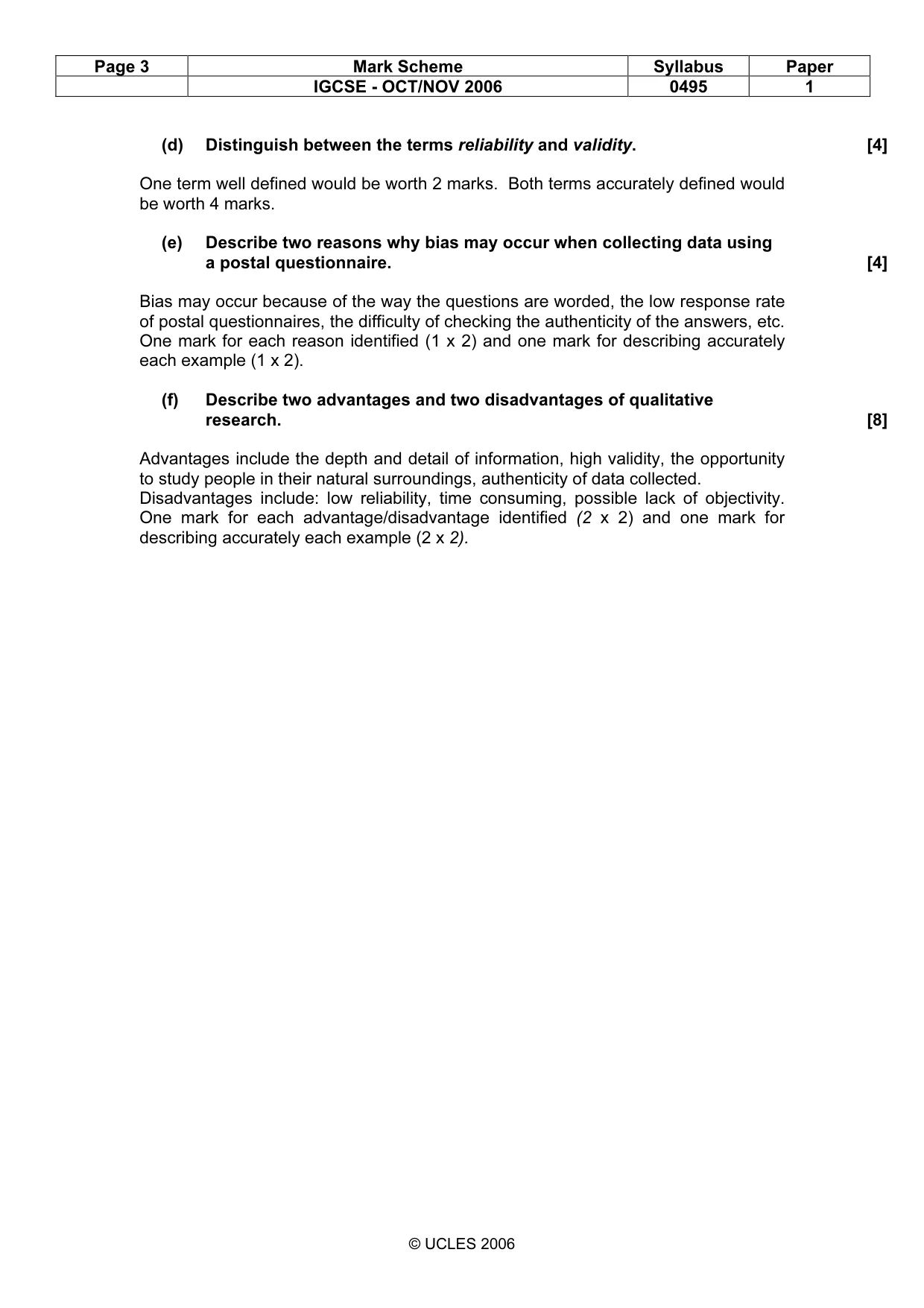 Mark scheme, page 3 of 9