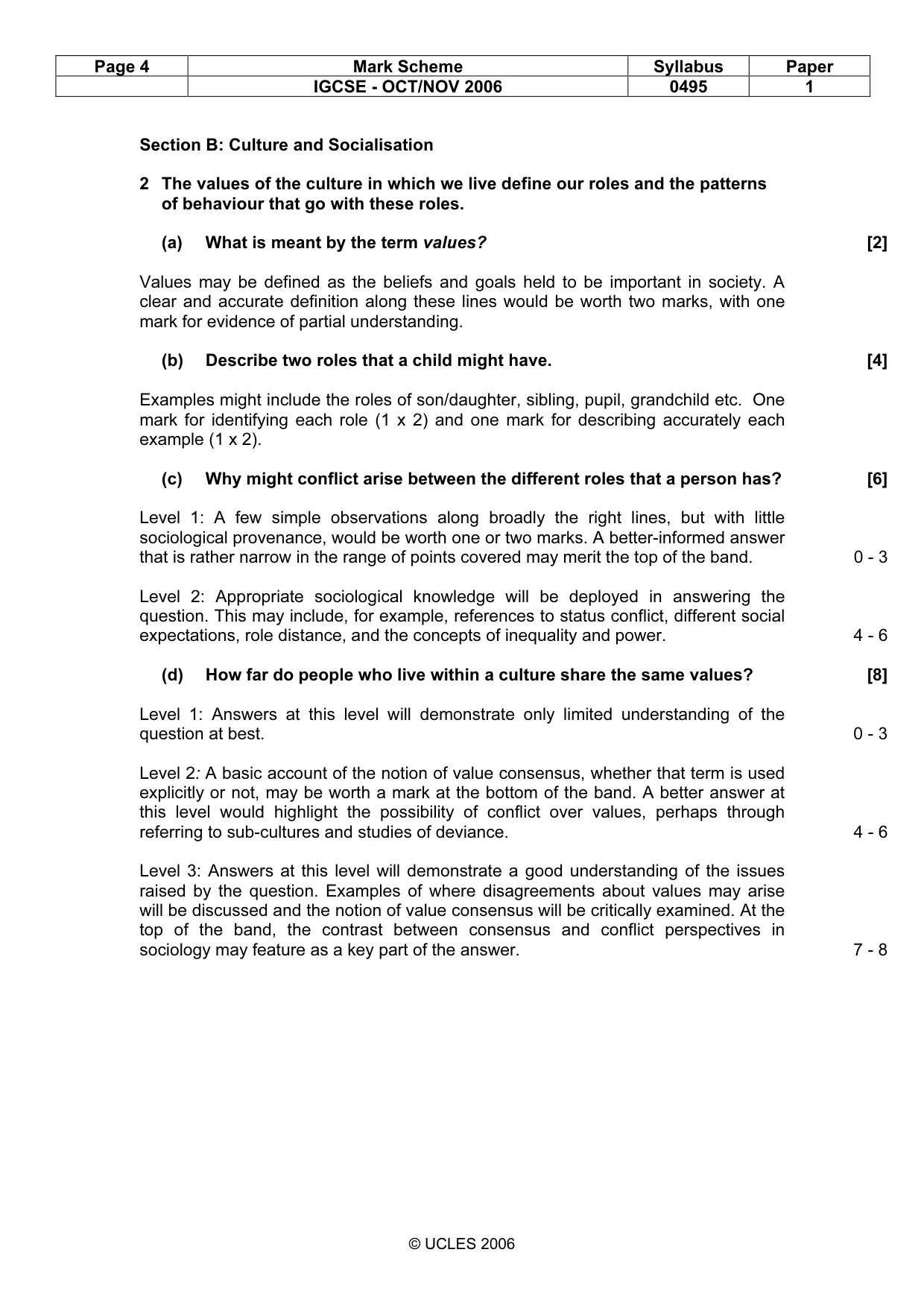 Mark scheme, page 4 of 9