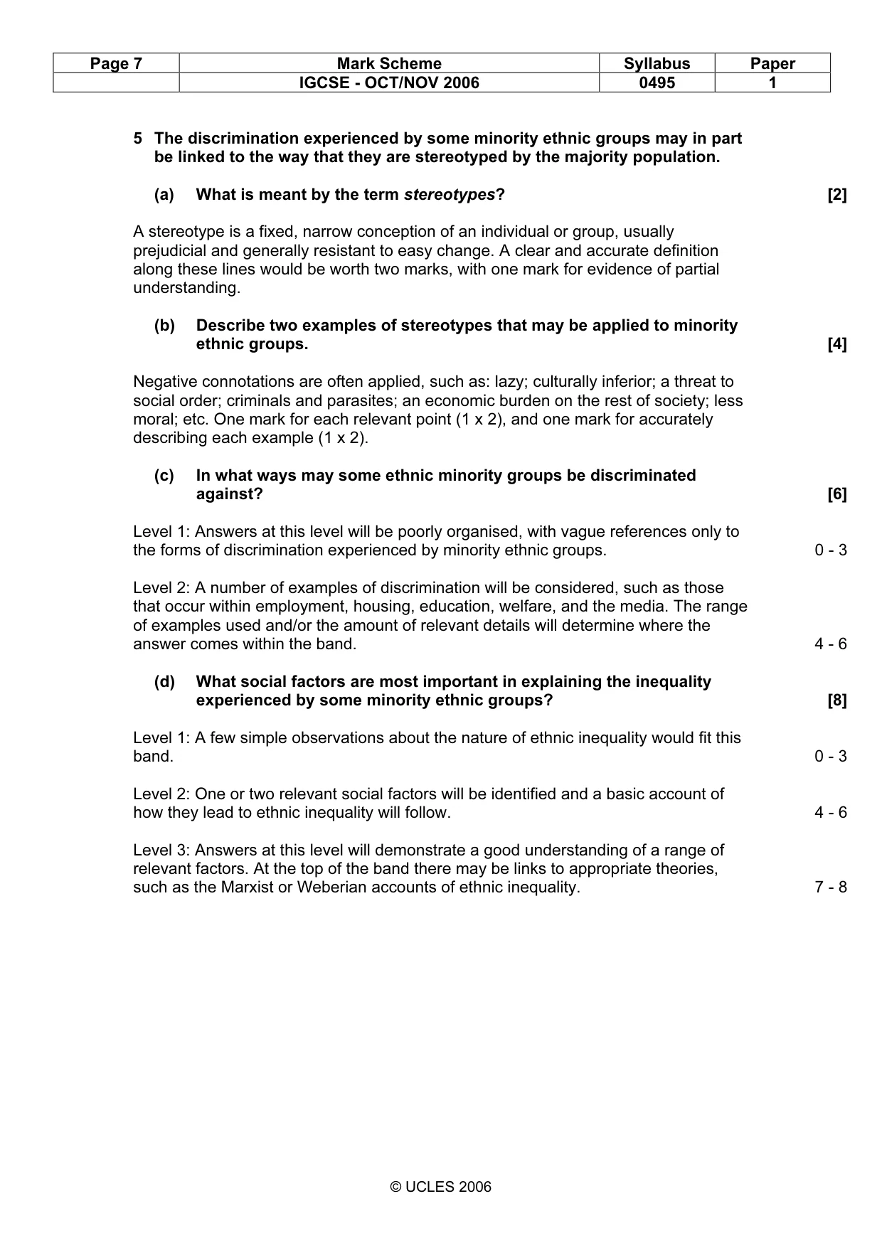 Mark scheme, page 7 of 9