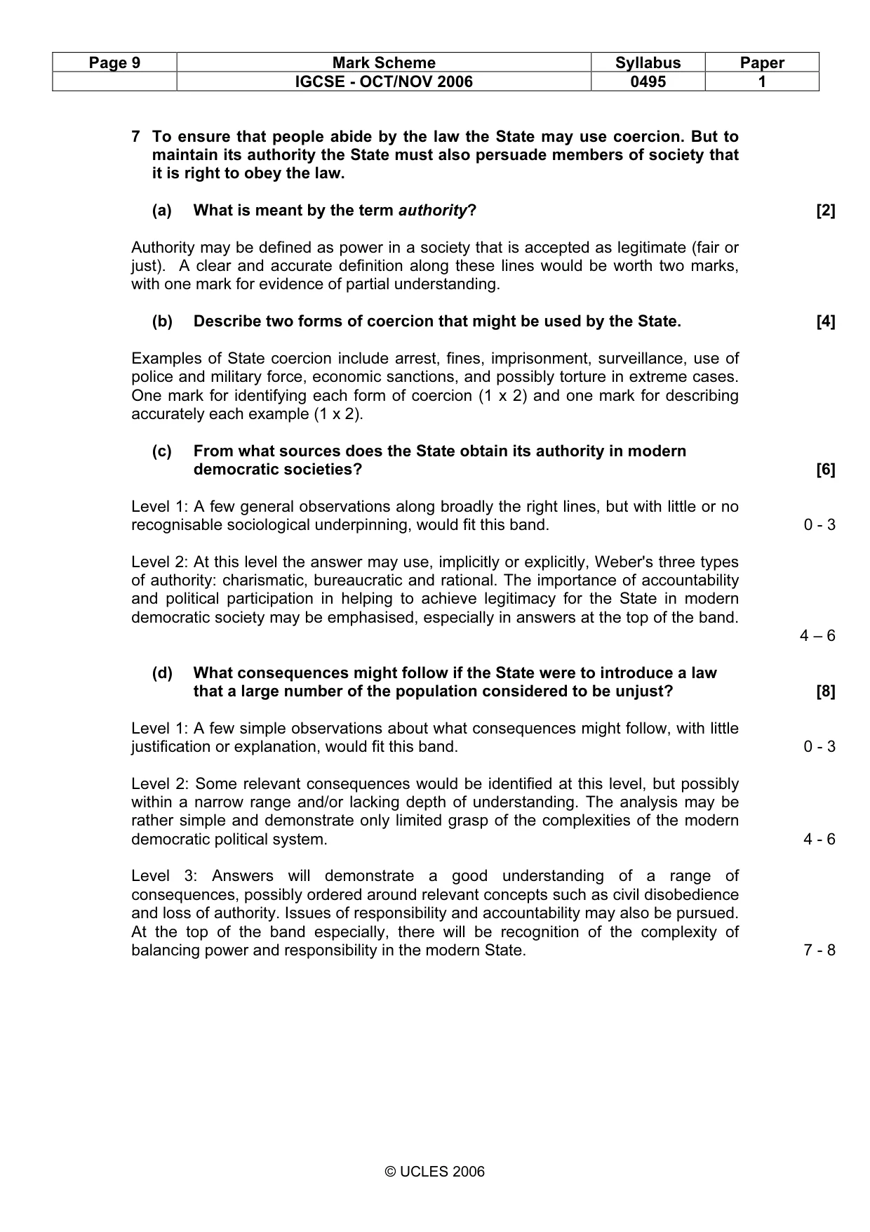 Mark scheme, page 9 of 9