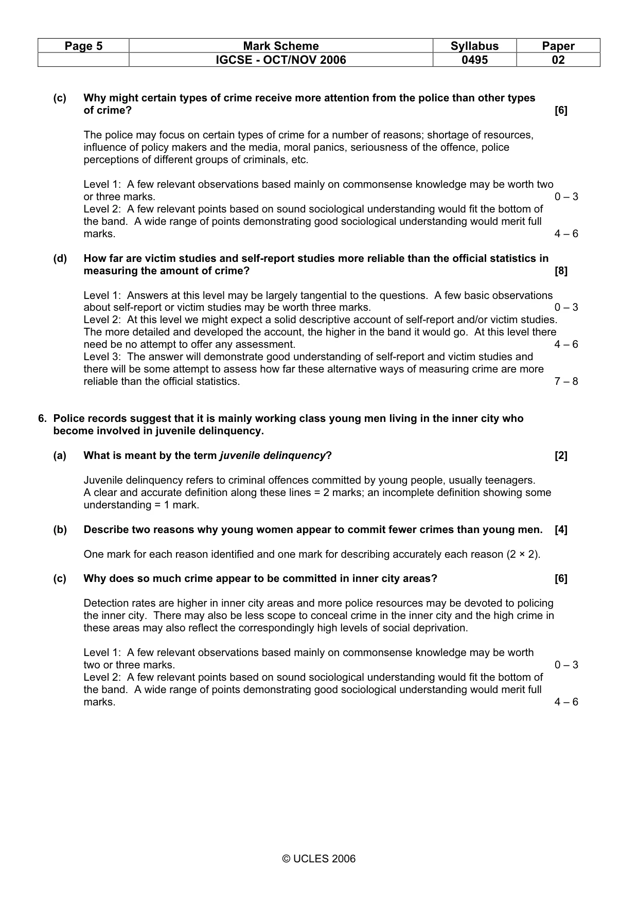 Mark scheme, page 5 of 7