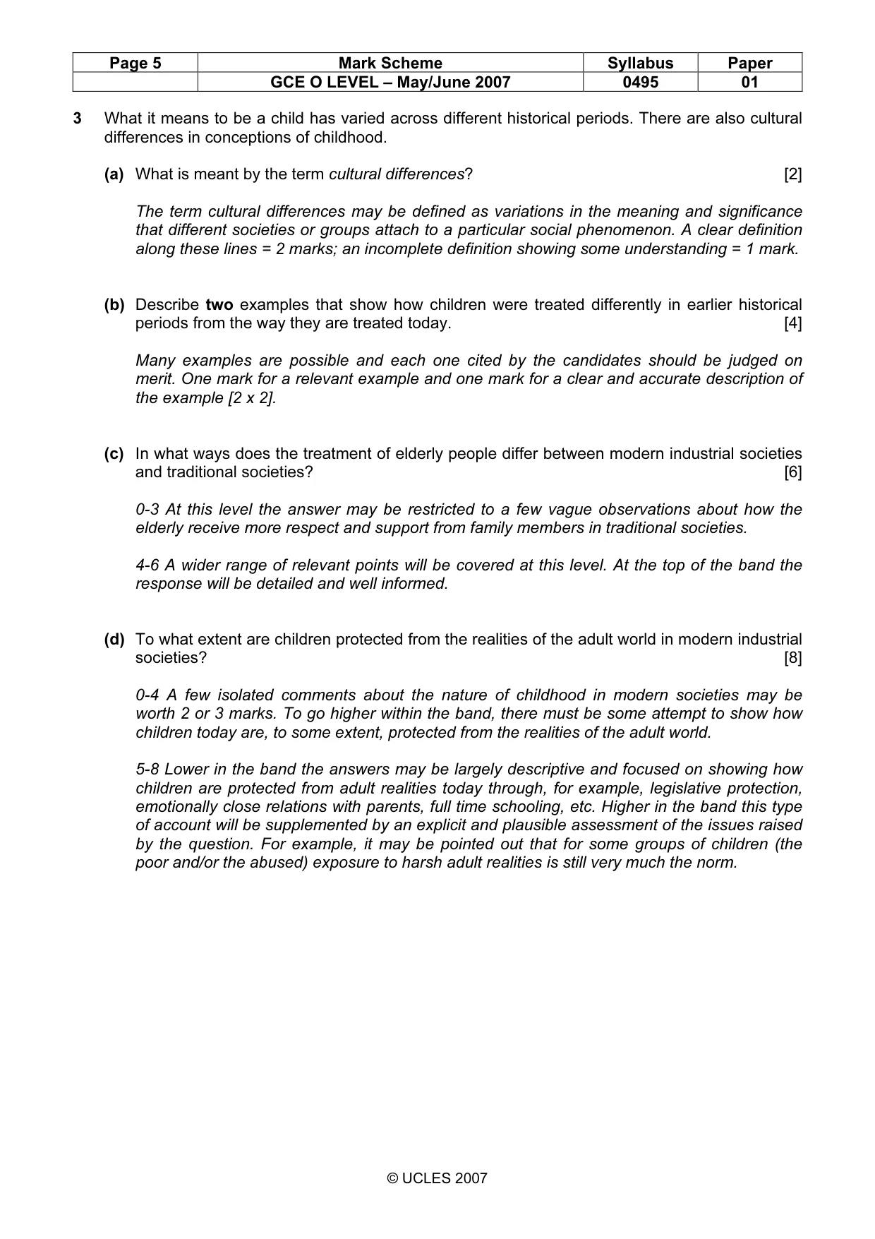 Mark scheme, page 5 of 9