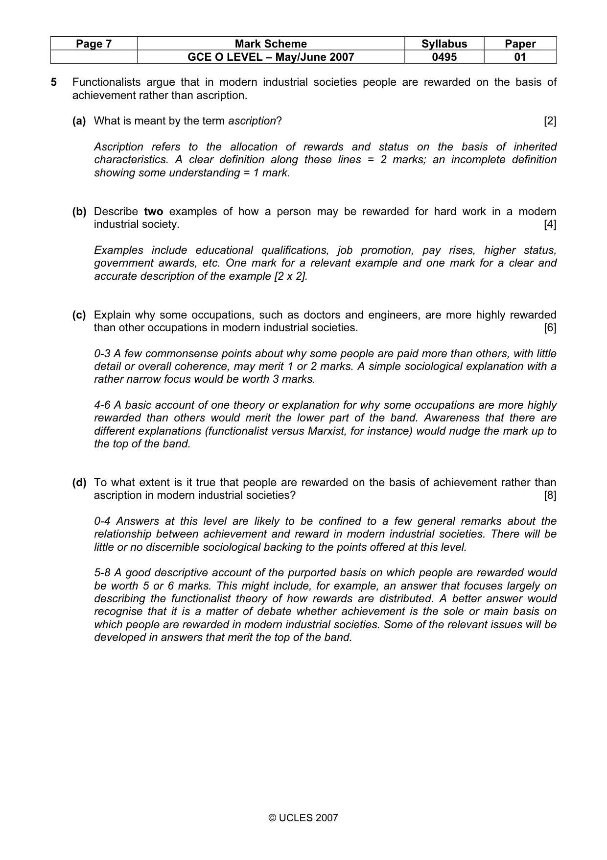 Mark scheme, page 7 of 9