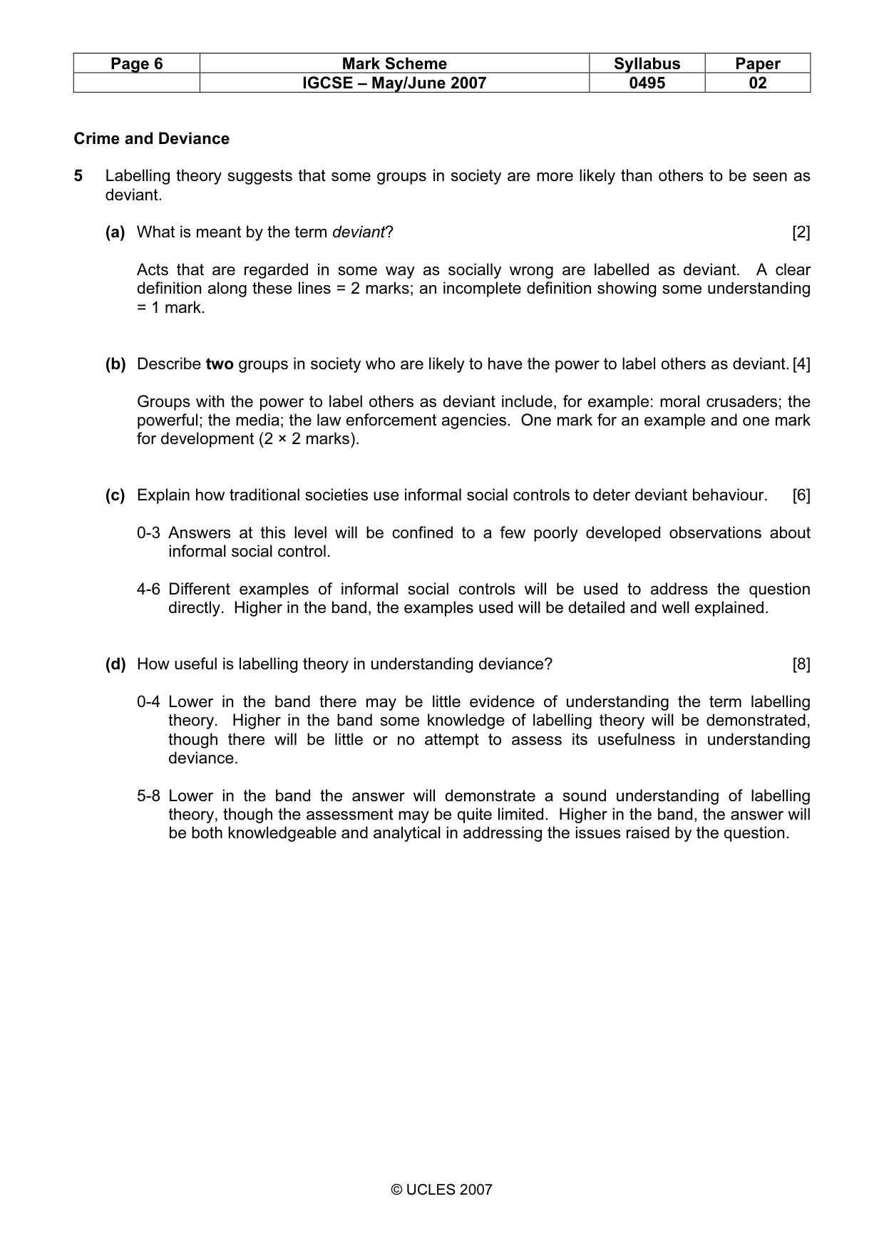 Mark scheme, page 6 of 9