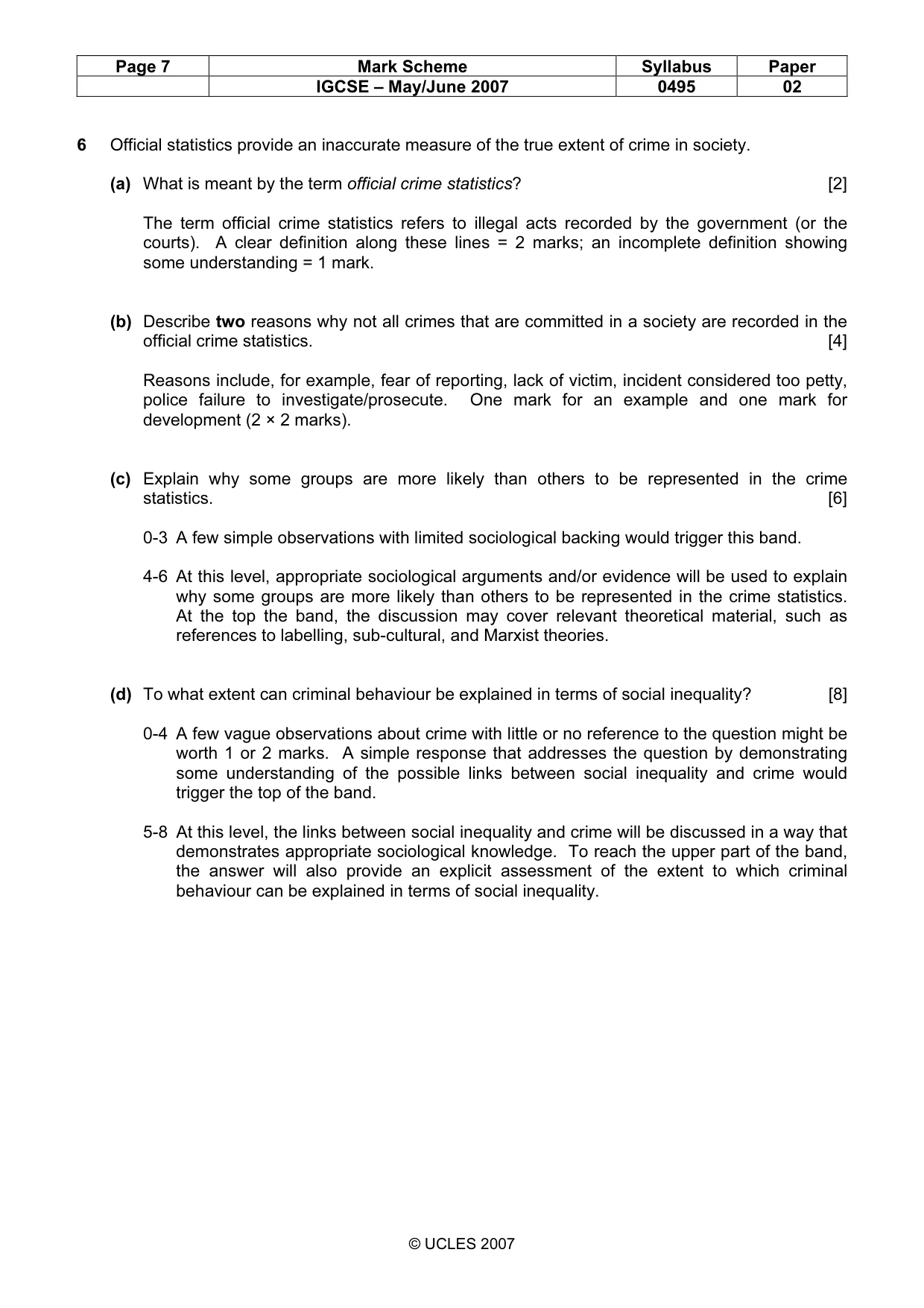 Mark scheme, page 7 of 9