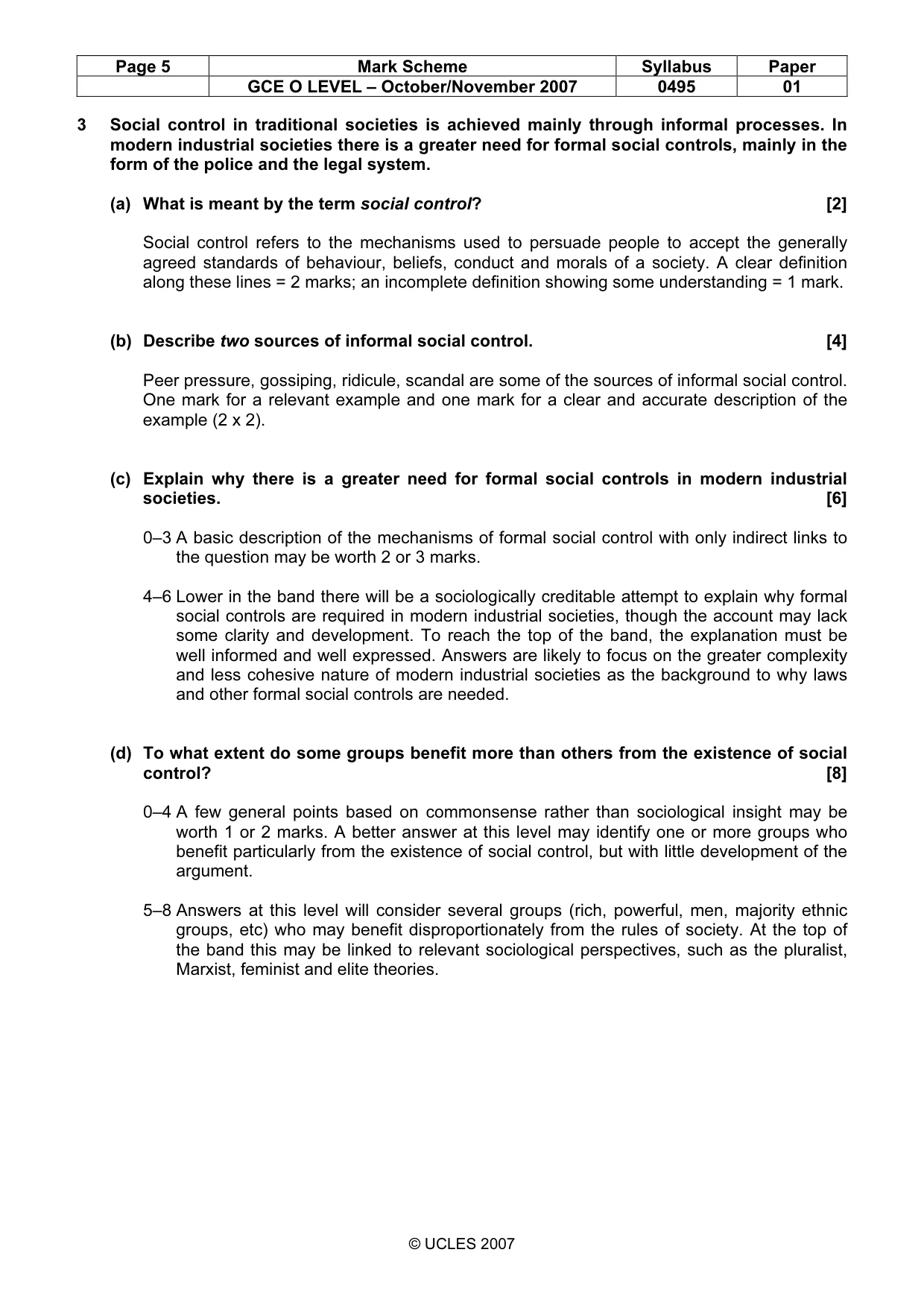 Mark scheme, page 5 of 9