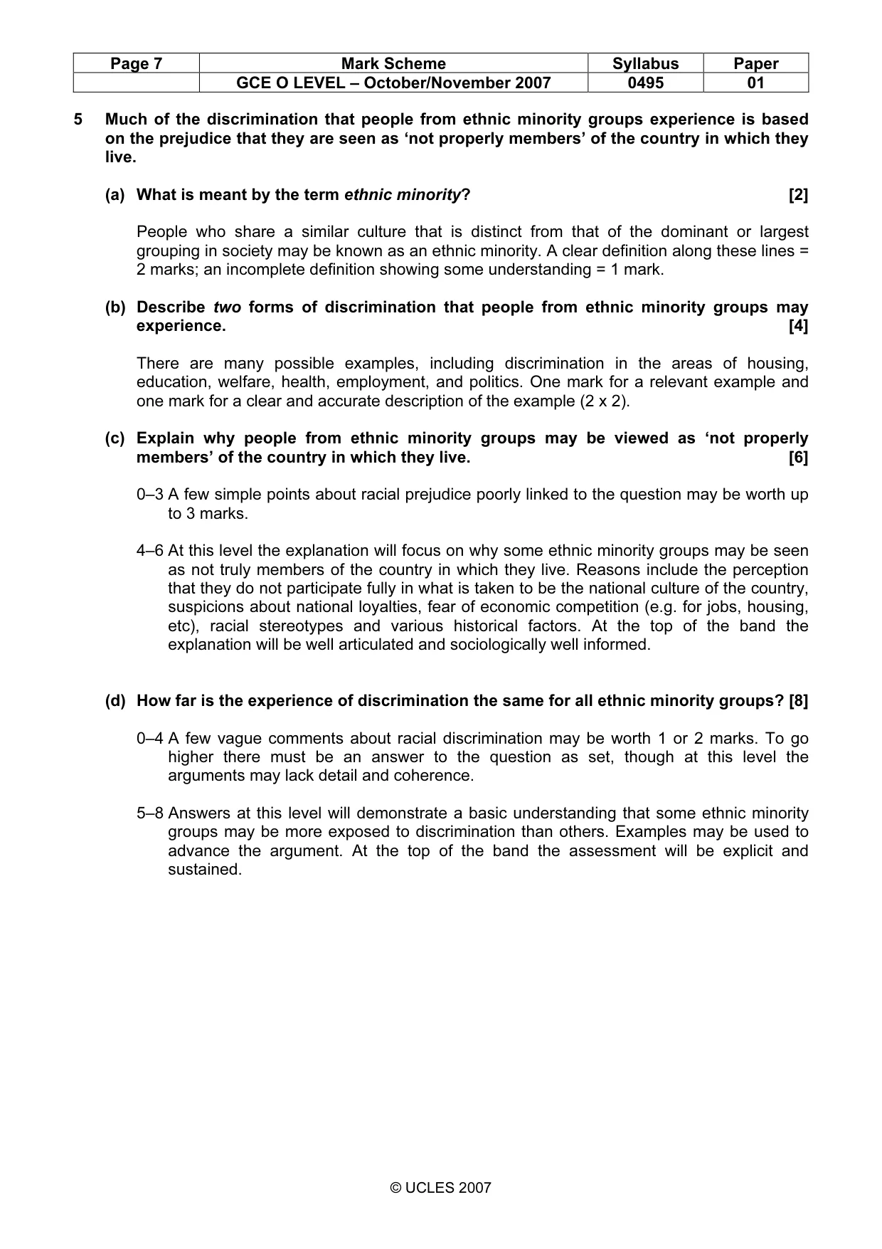 Mark scheme, page 7 of 9