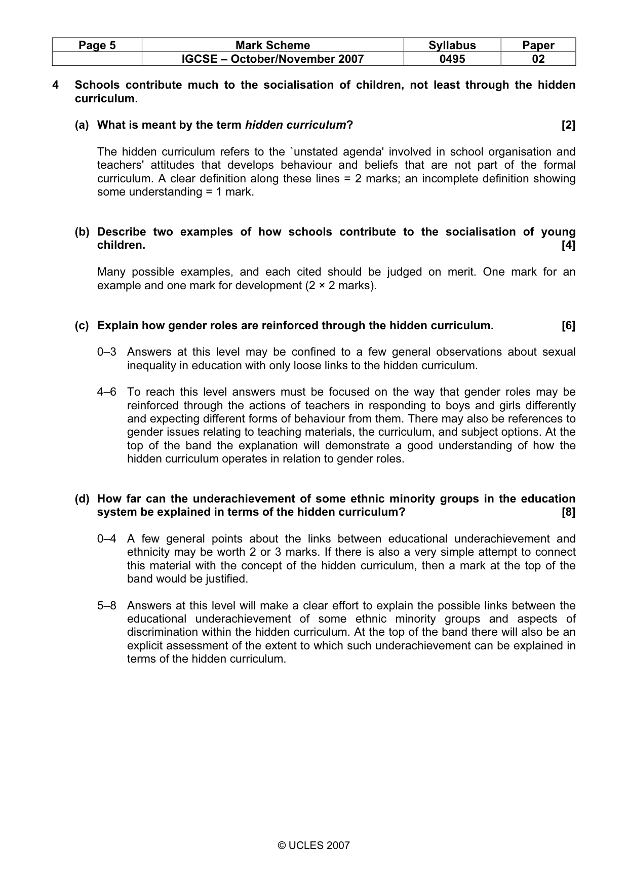 Mark scheme, page 5 of 9