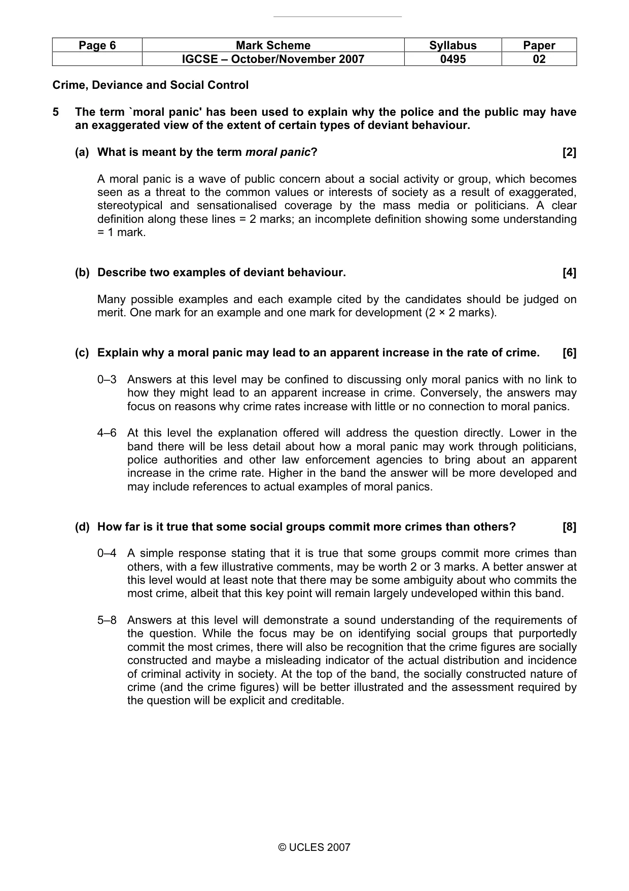 Mark scheme, page 6 of 9