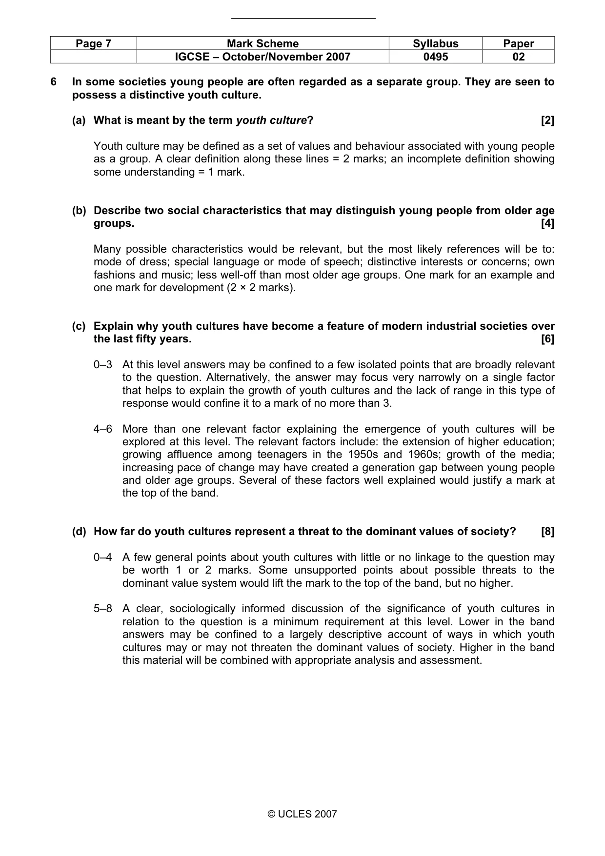Mark scheme, page 7 of 9