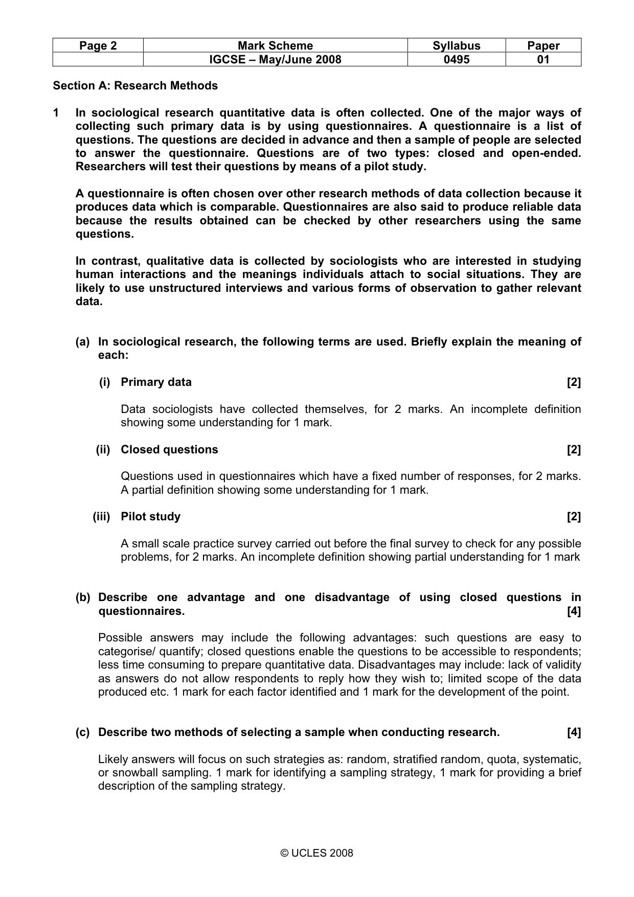 Mark scheme, page 2 of 8