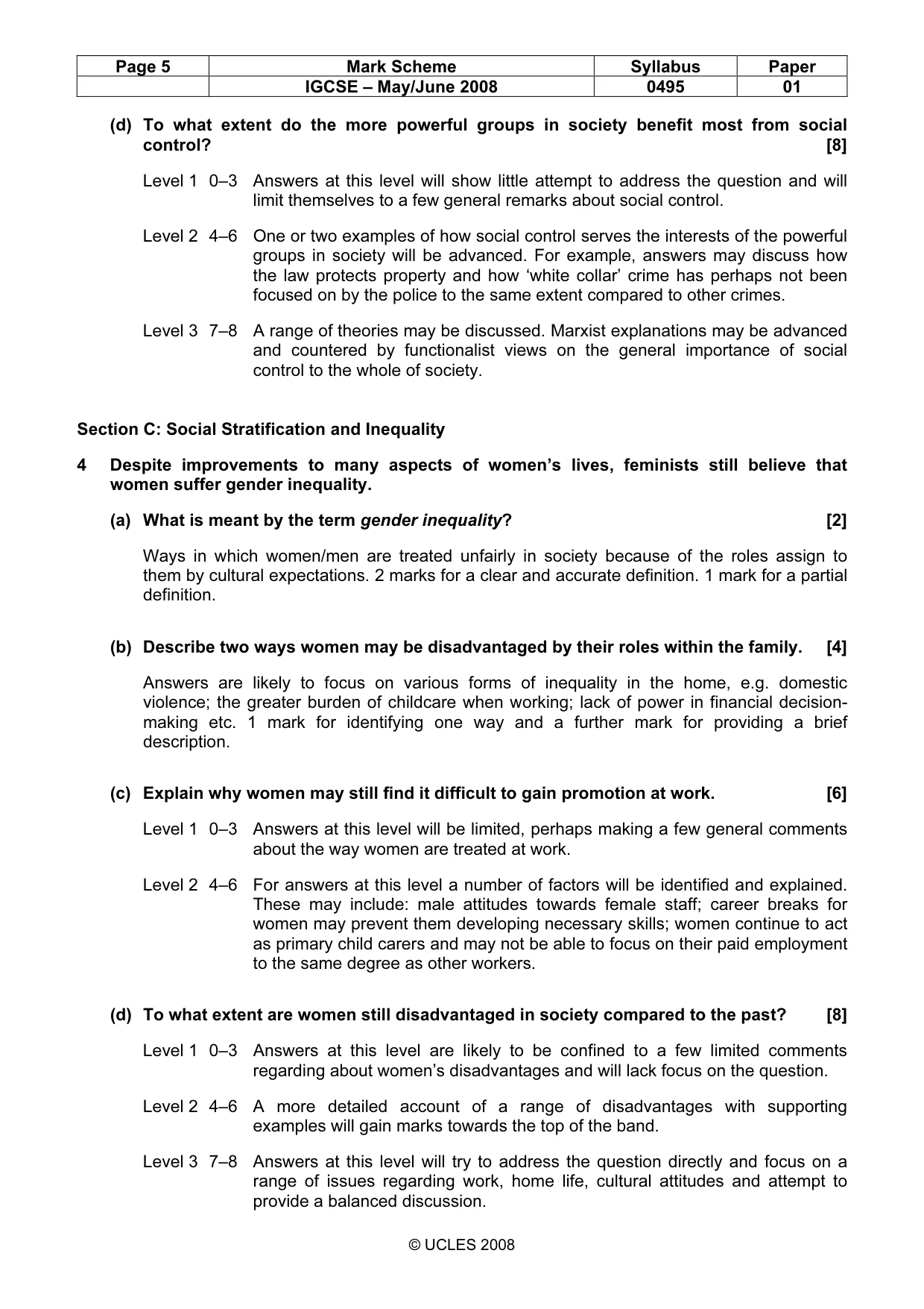 Mark scheme, page 5 of 8