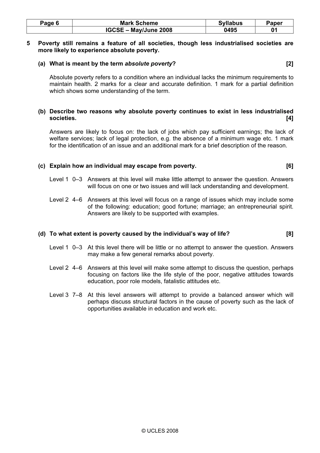 Mark scheme, page 6 of 8