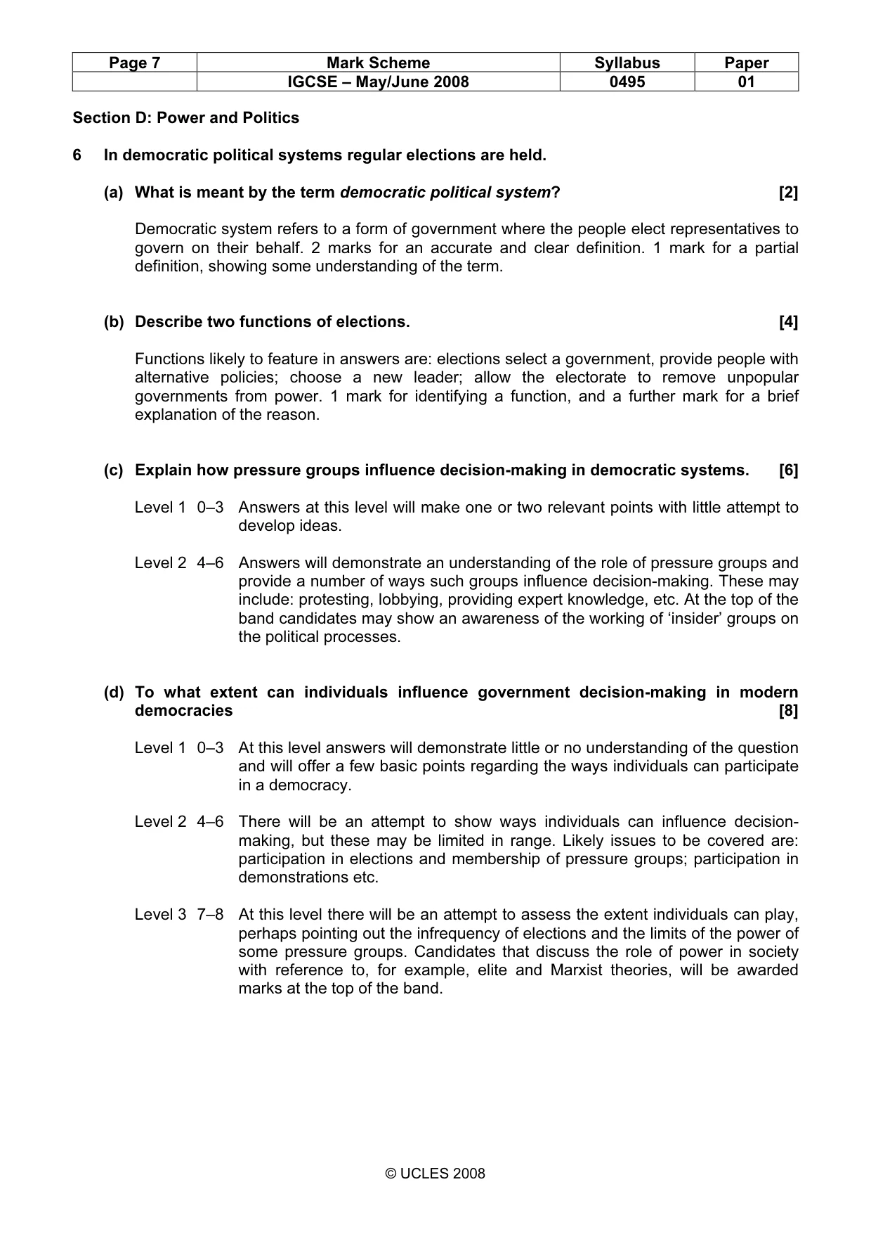 Mark scheme, page 7 of 8