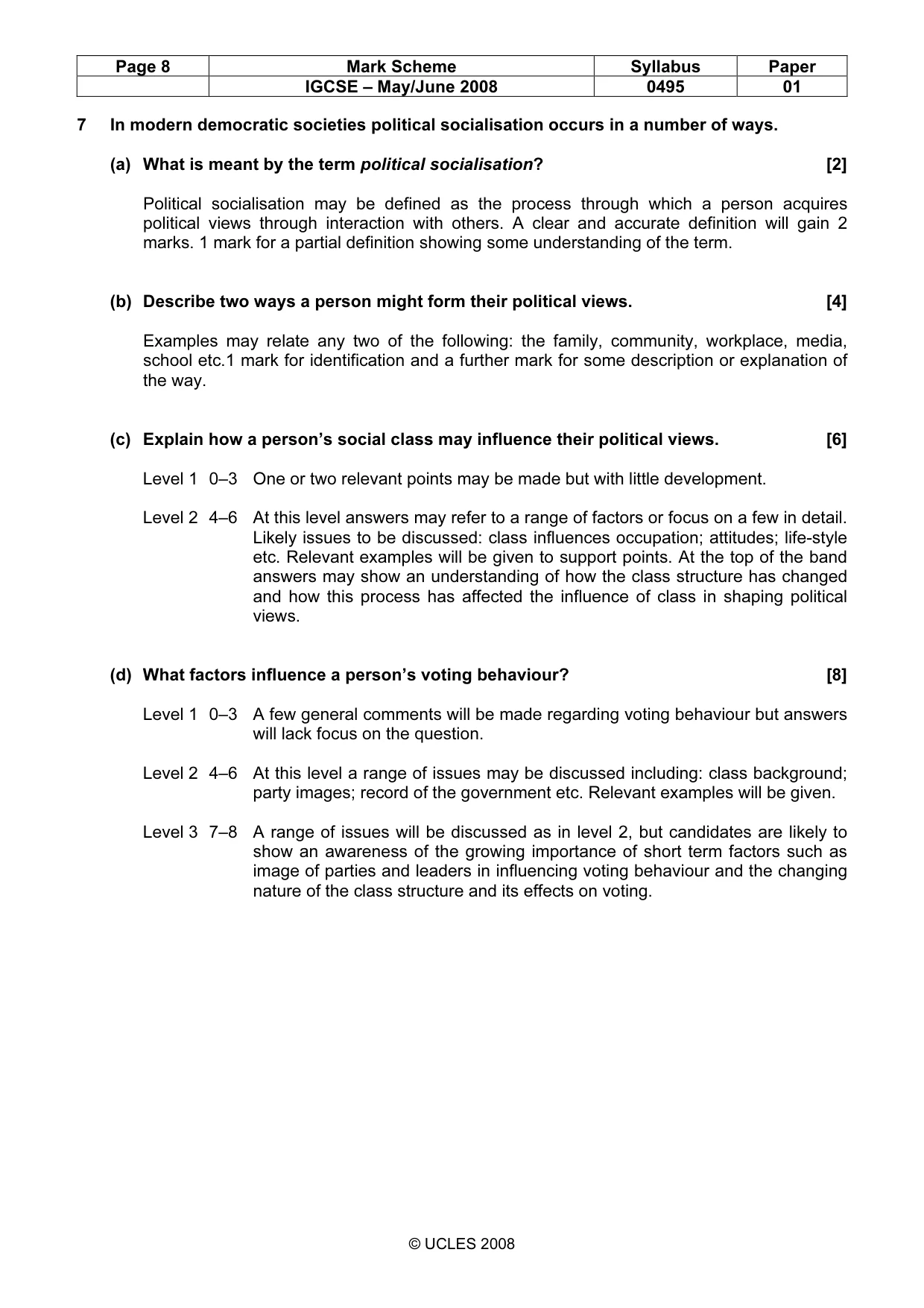Mark scheme, page 8 of 8