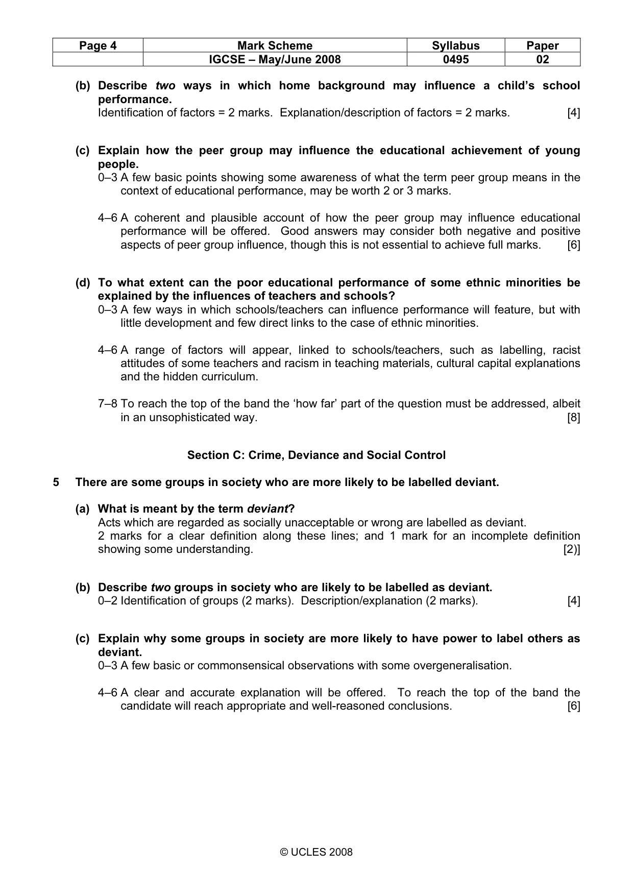 Mark scheme, page 4 of 6