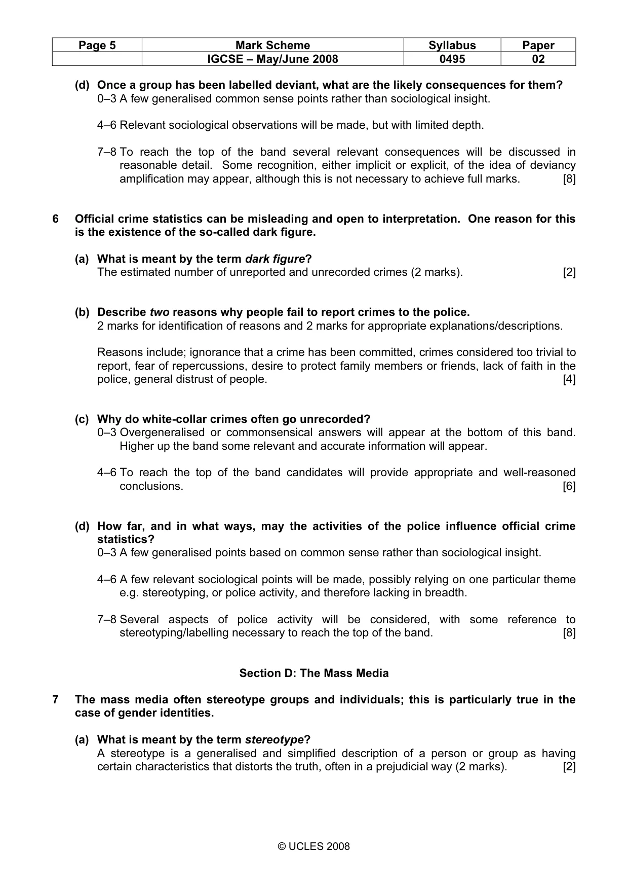 Mark scheme, page 5 of 6