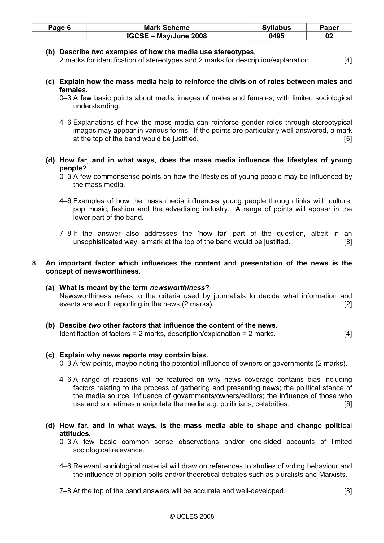 Mark scheme, page 6 of 6