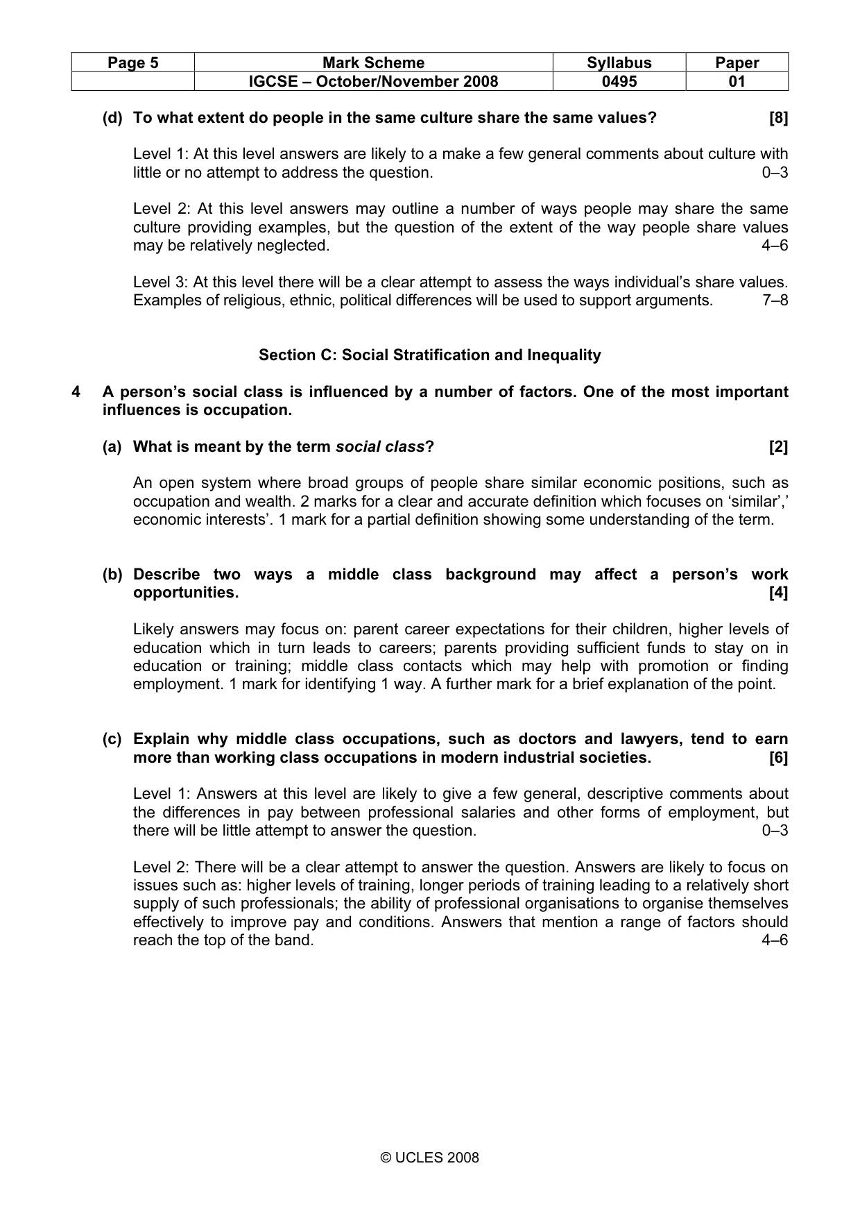 Mark scheme, page 5 of 8