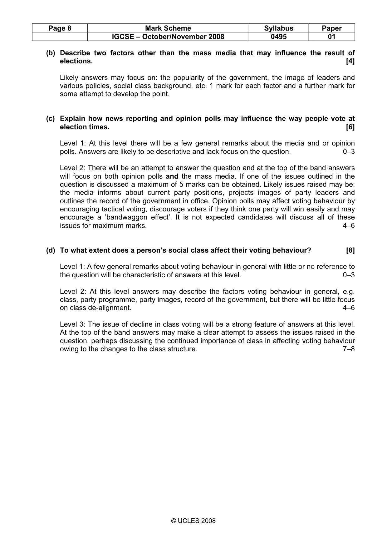 Mark scheme, page 8 of 8