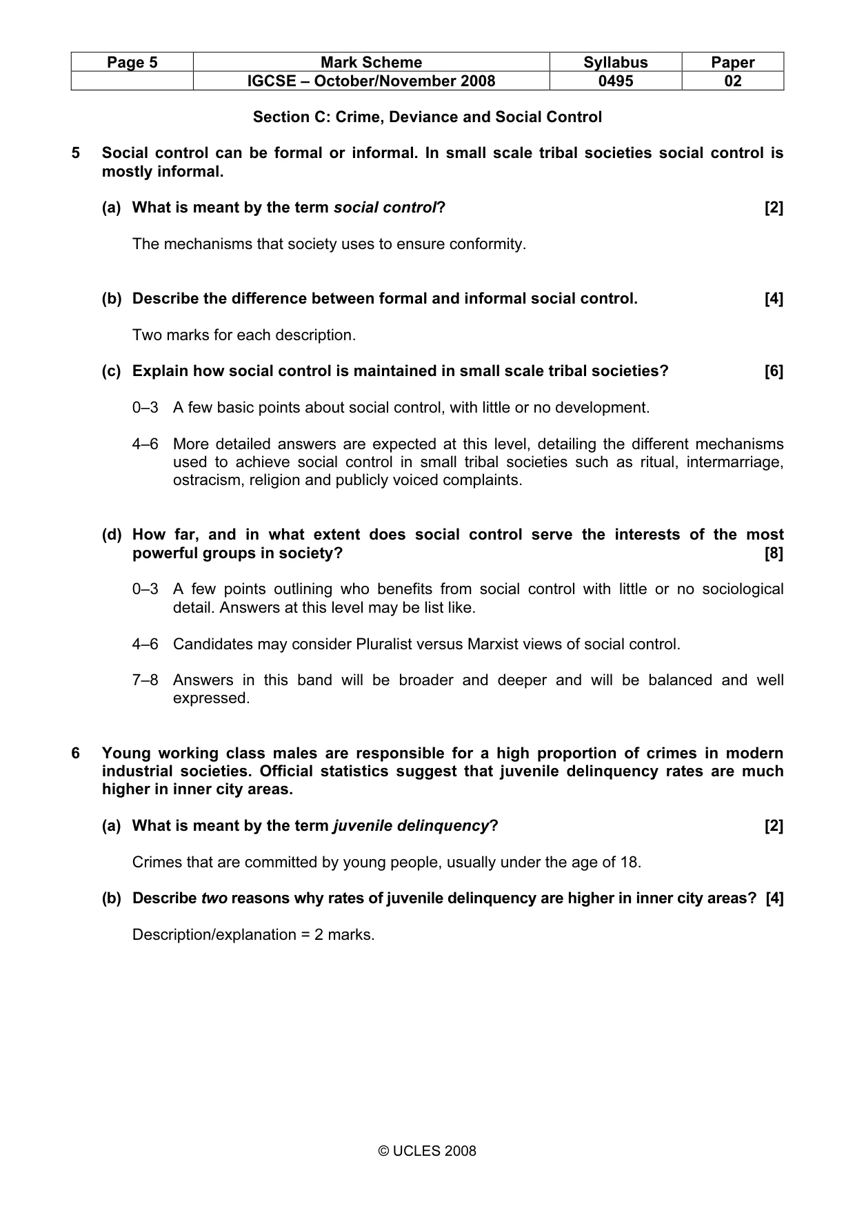 Mark scheme, page 5 of 8