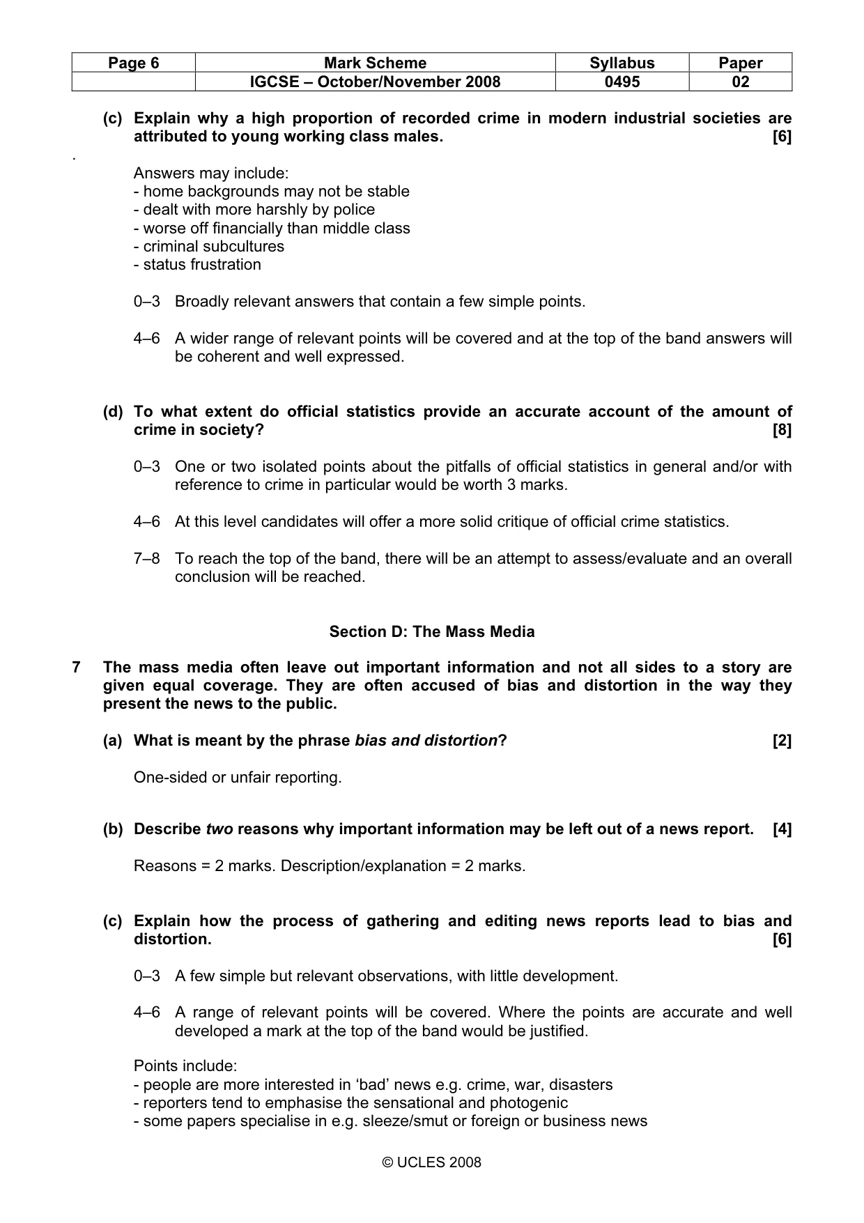 Mark scheme, page 6 of 8