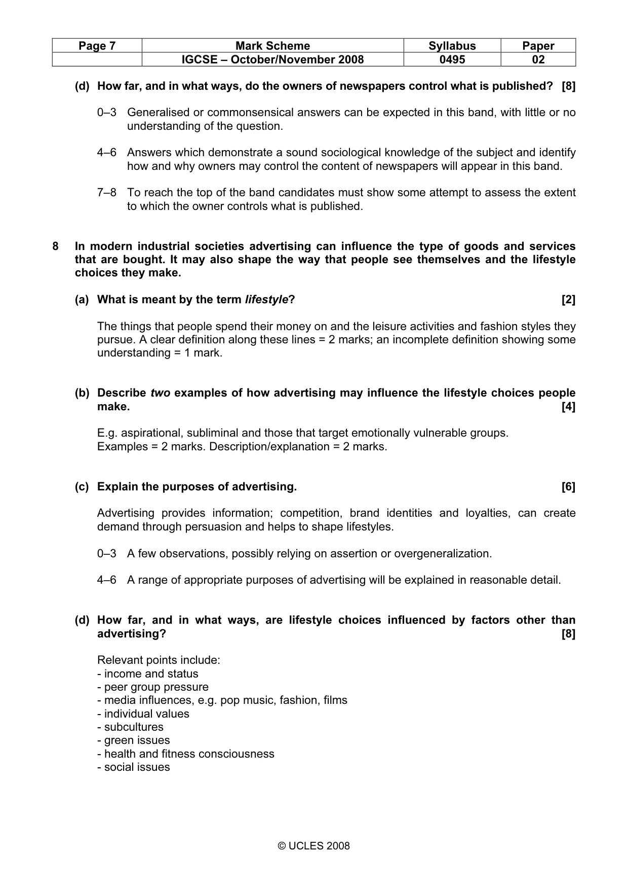 Mark scheme, page 7 of 8