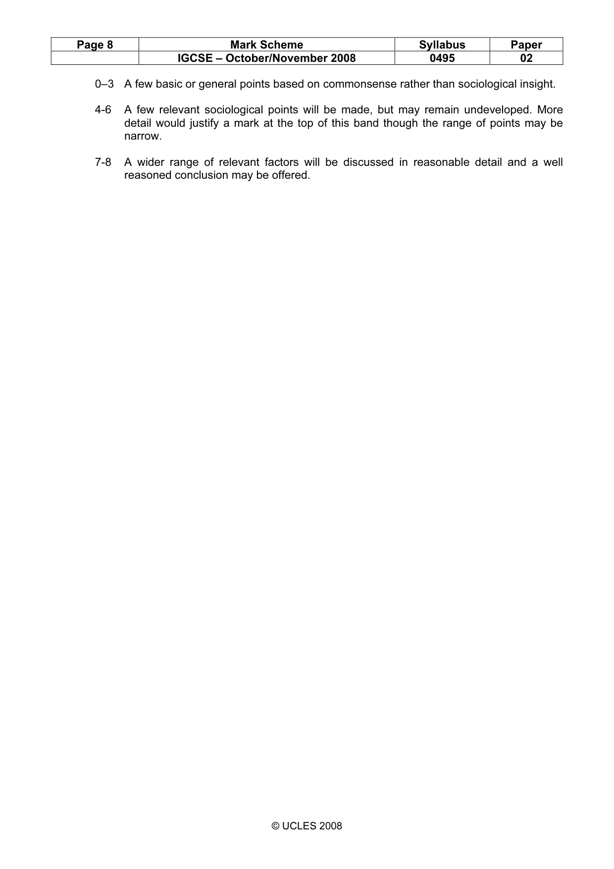 Mark scheme, page 8 of 8