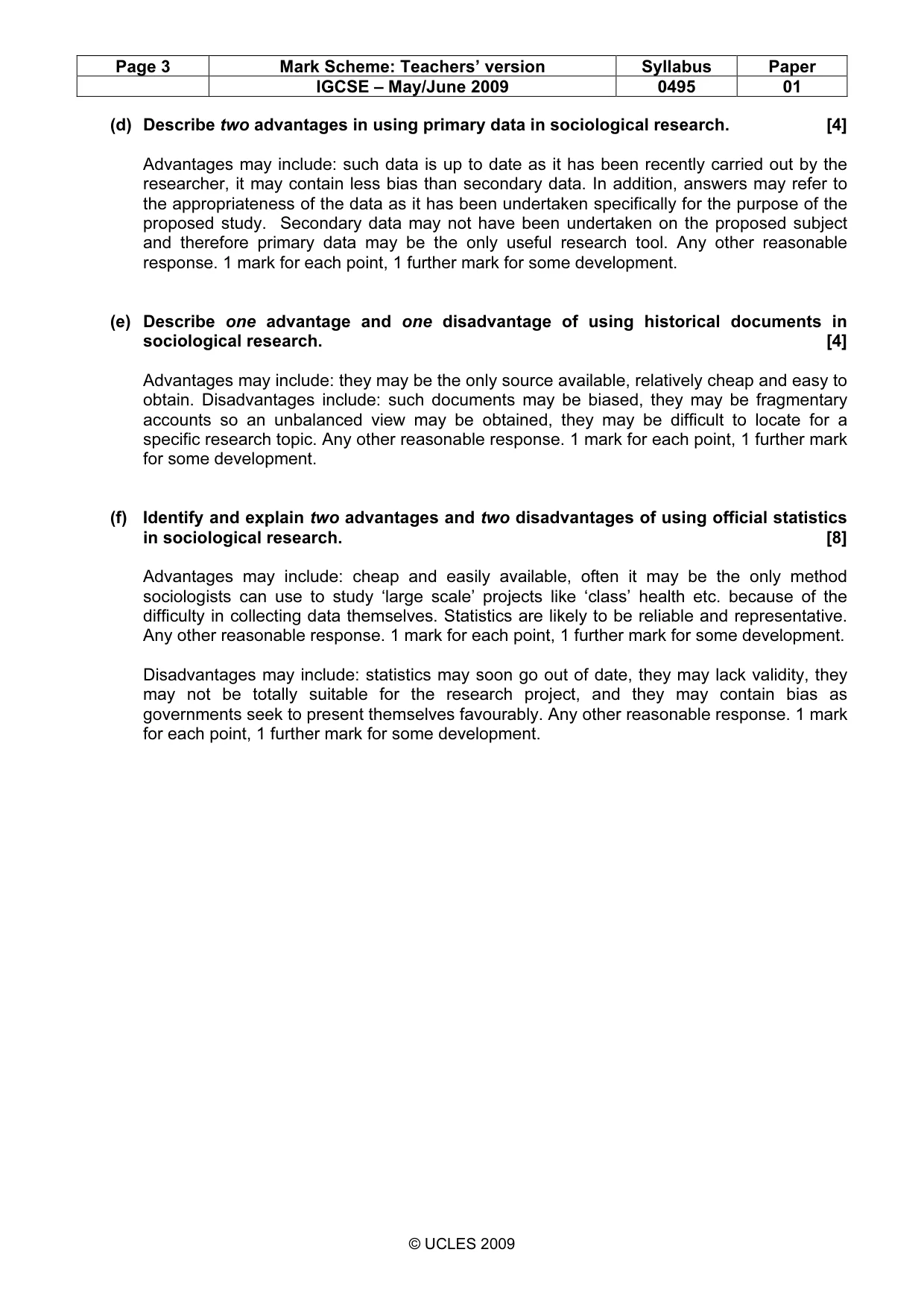 Mark scheme, page 3 of 9