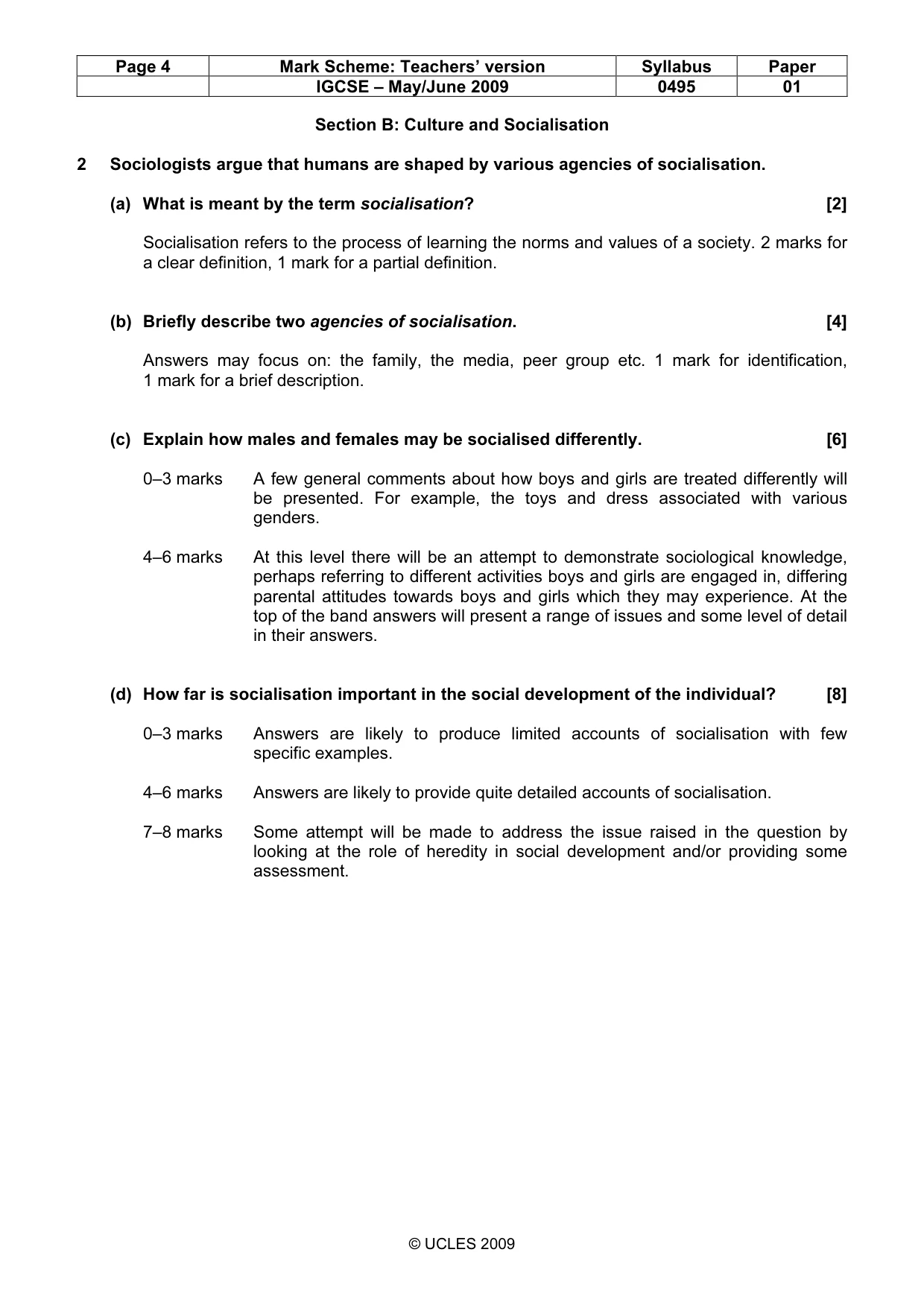 Mark scheme, page 4 of 9