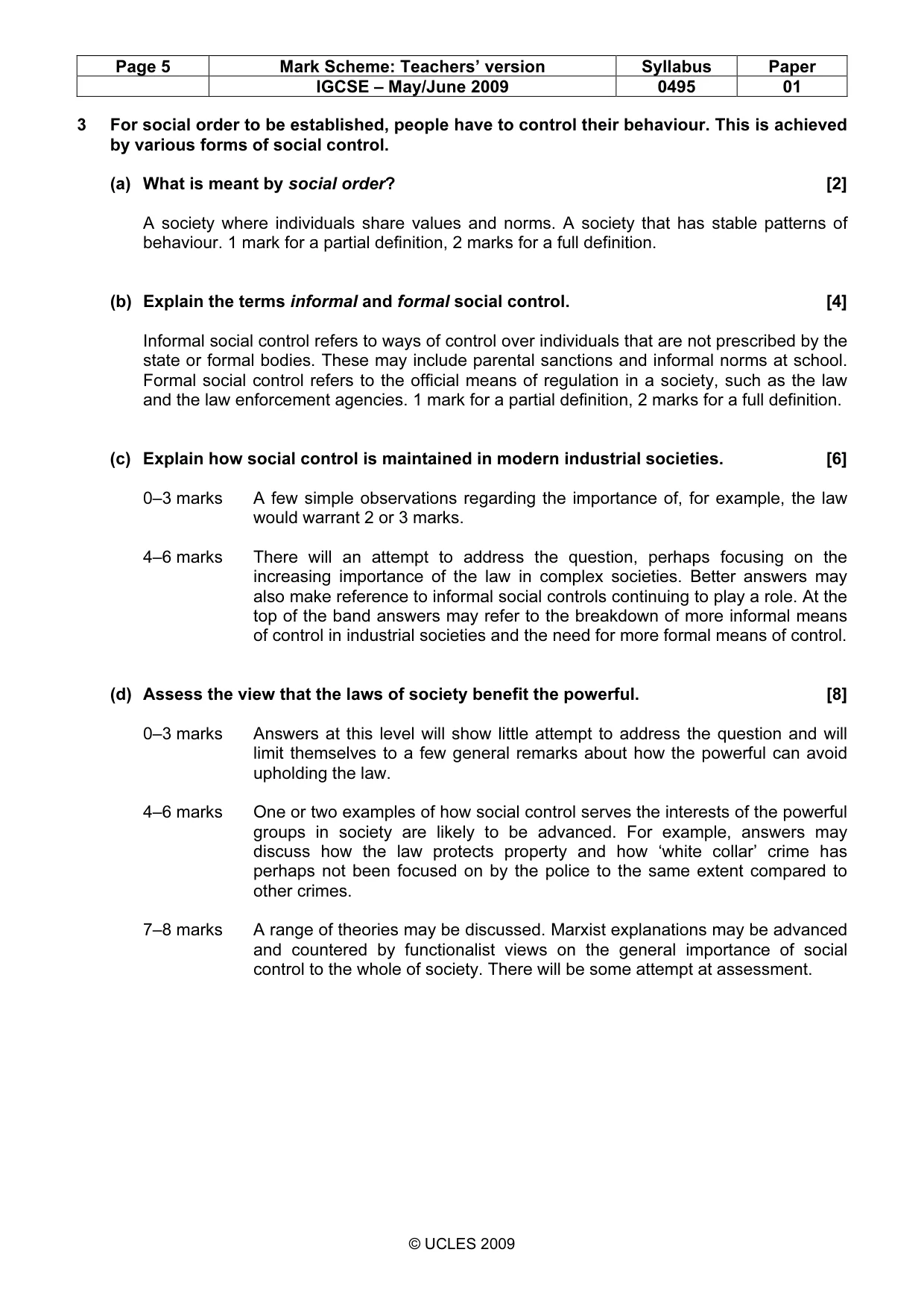 Mark scheme, page 5 of 9