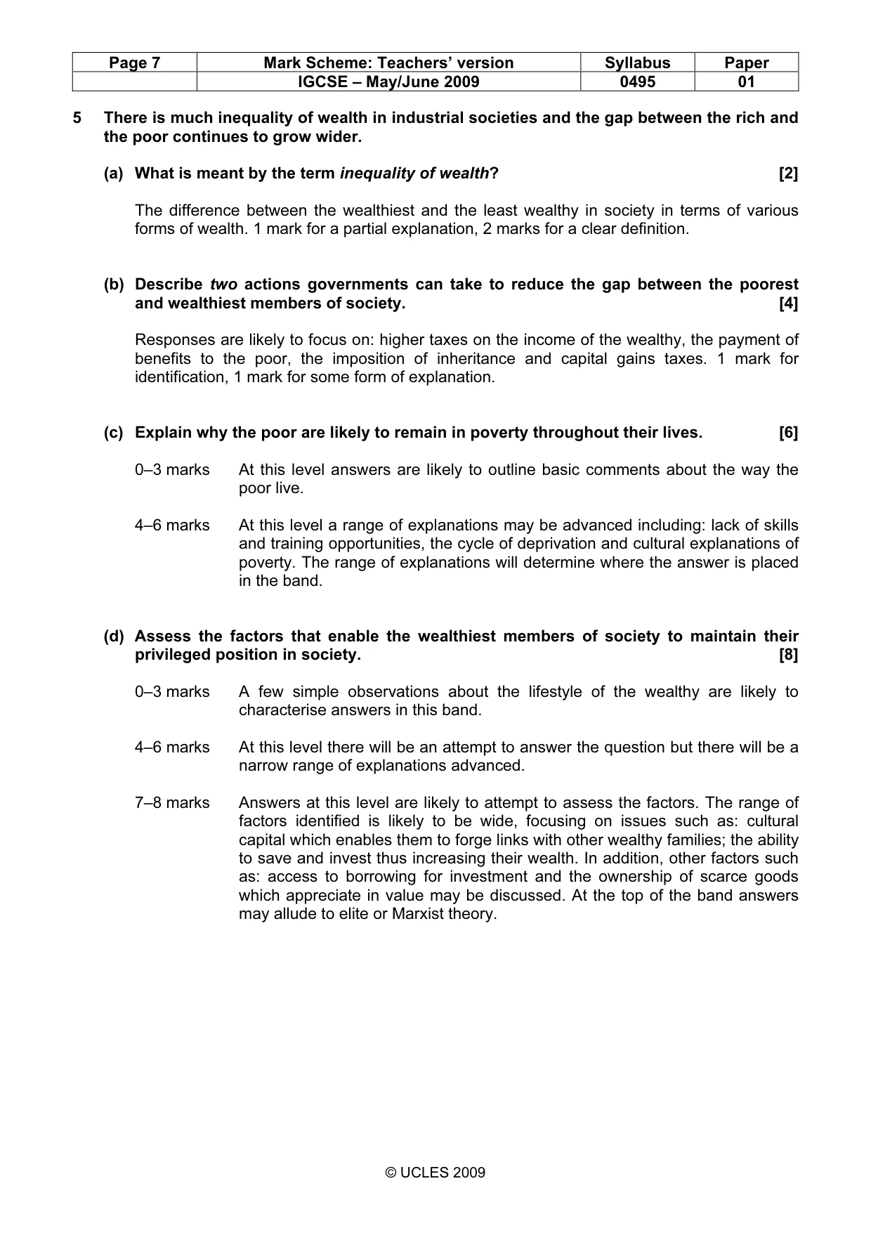 Mark scheme, page 7 of 9