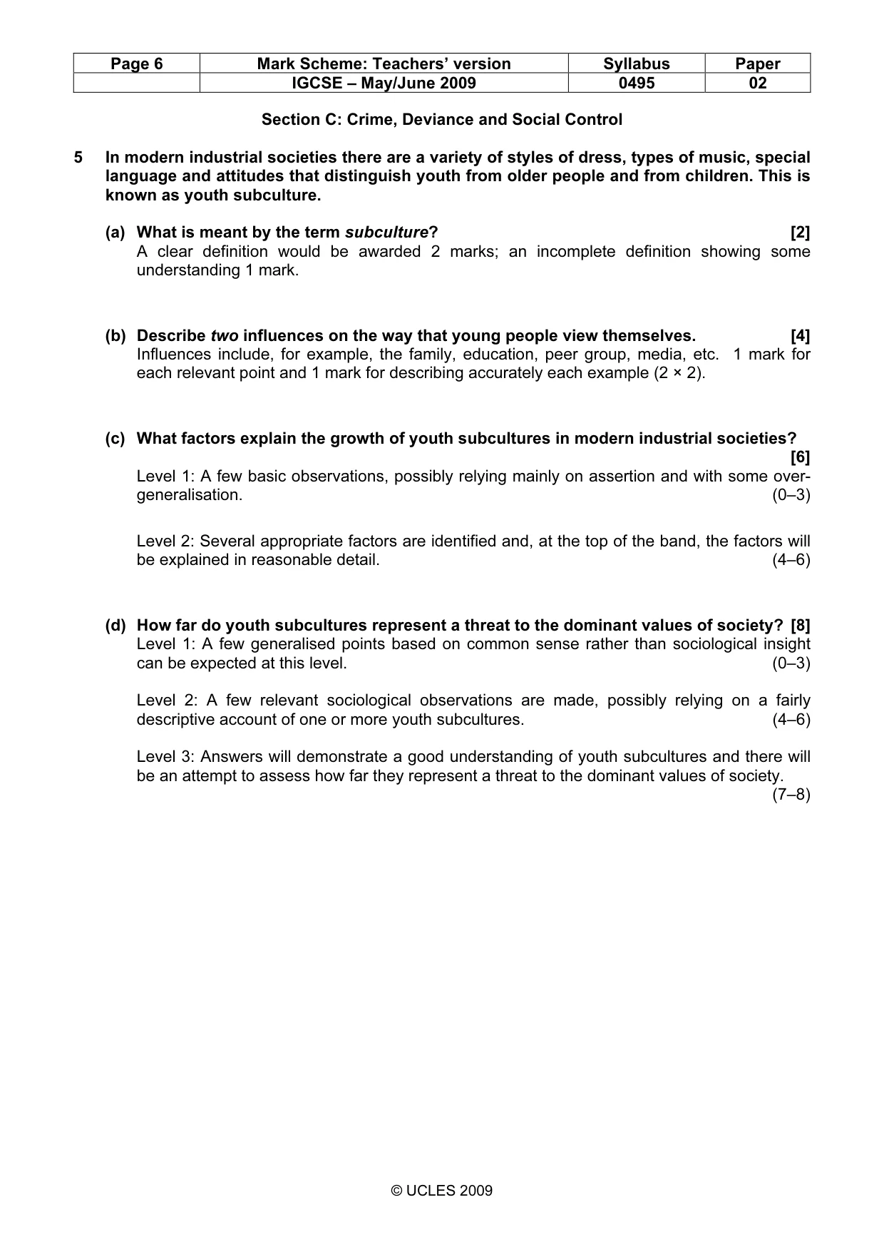Mark scheme, page 6 of 9