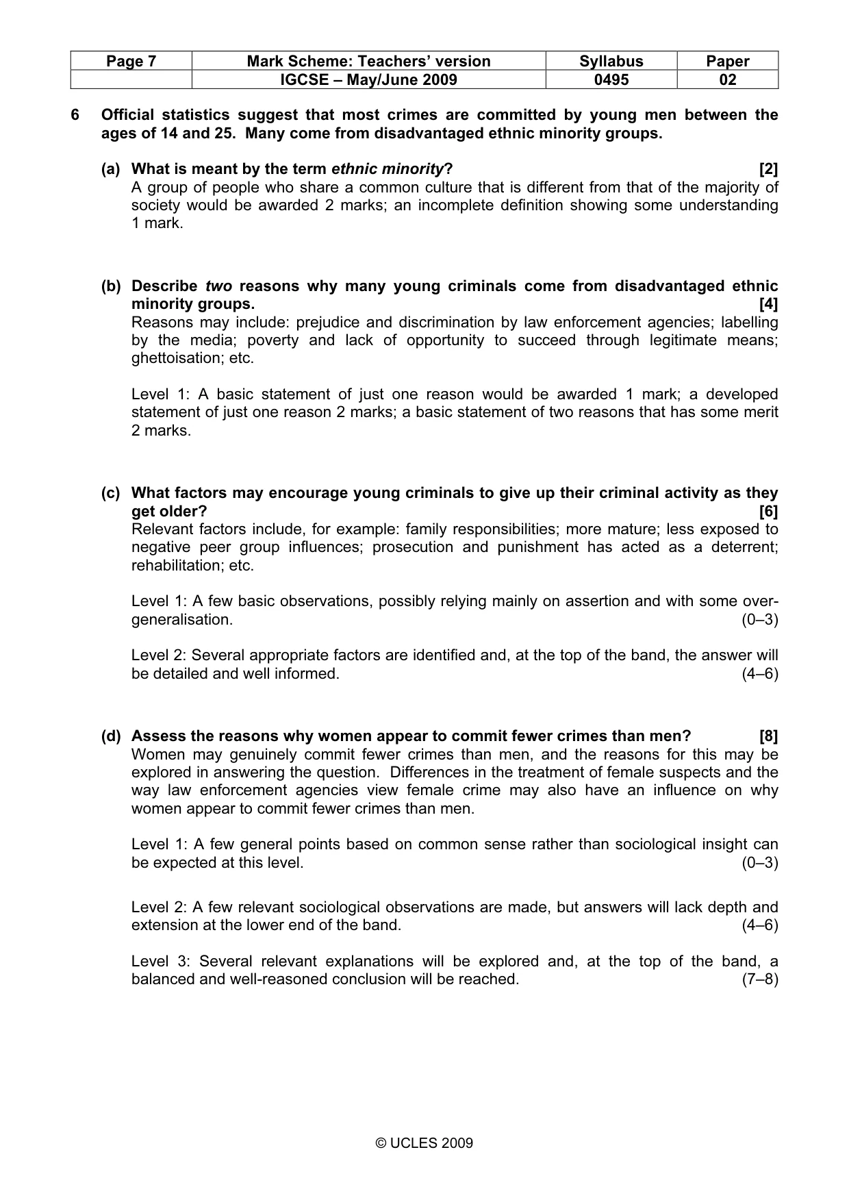 Mark scheme, page 7 of 9