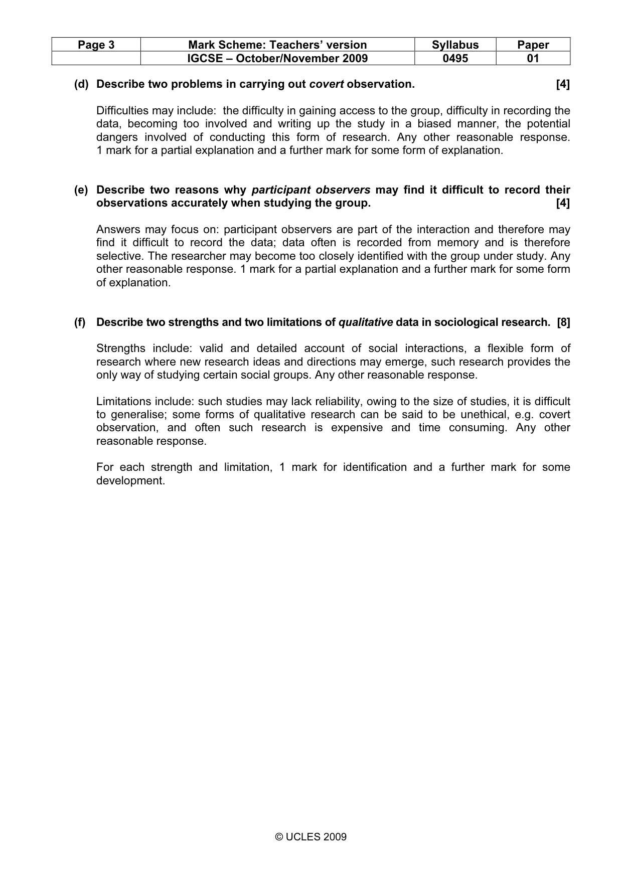 Mark scheme, page 3 of 9