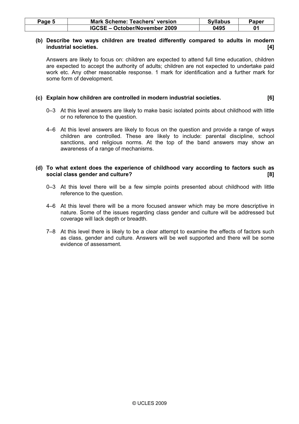Mark scheme, page 5 of 9