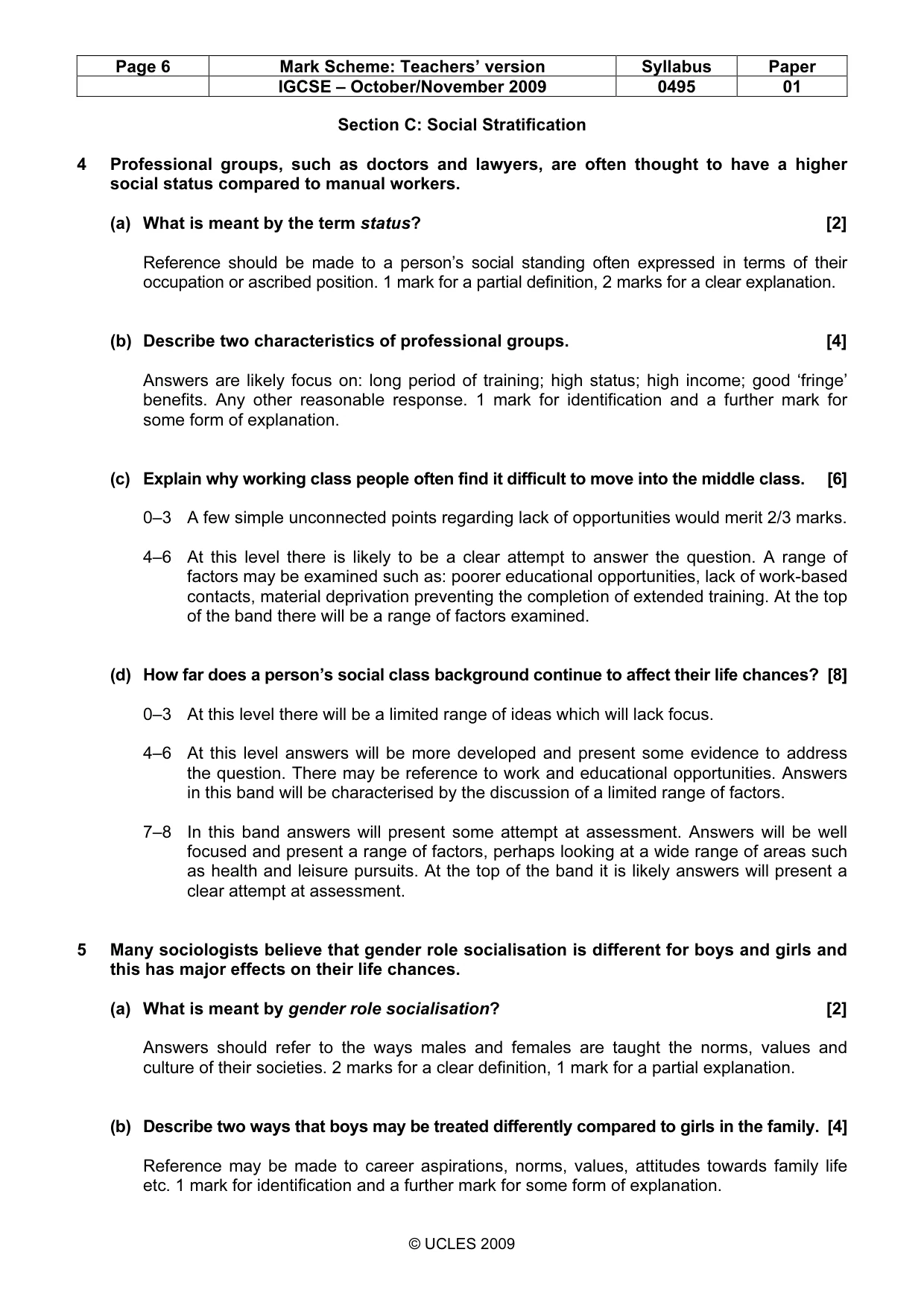 Mark scheme, page 6 of 9