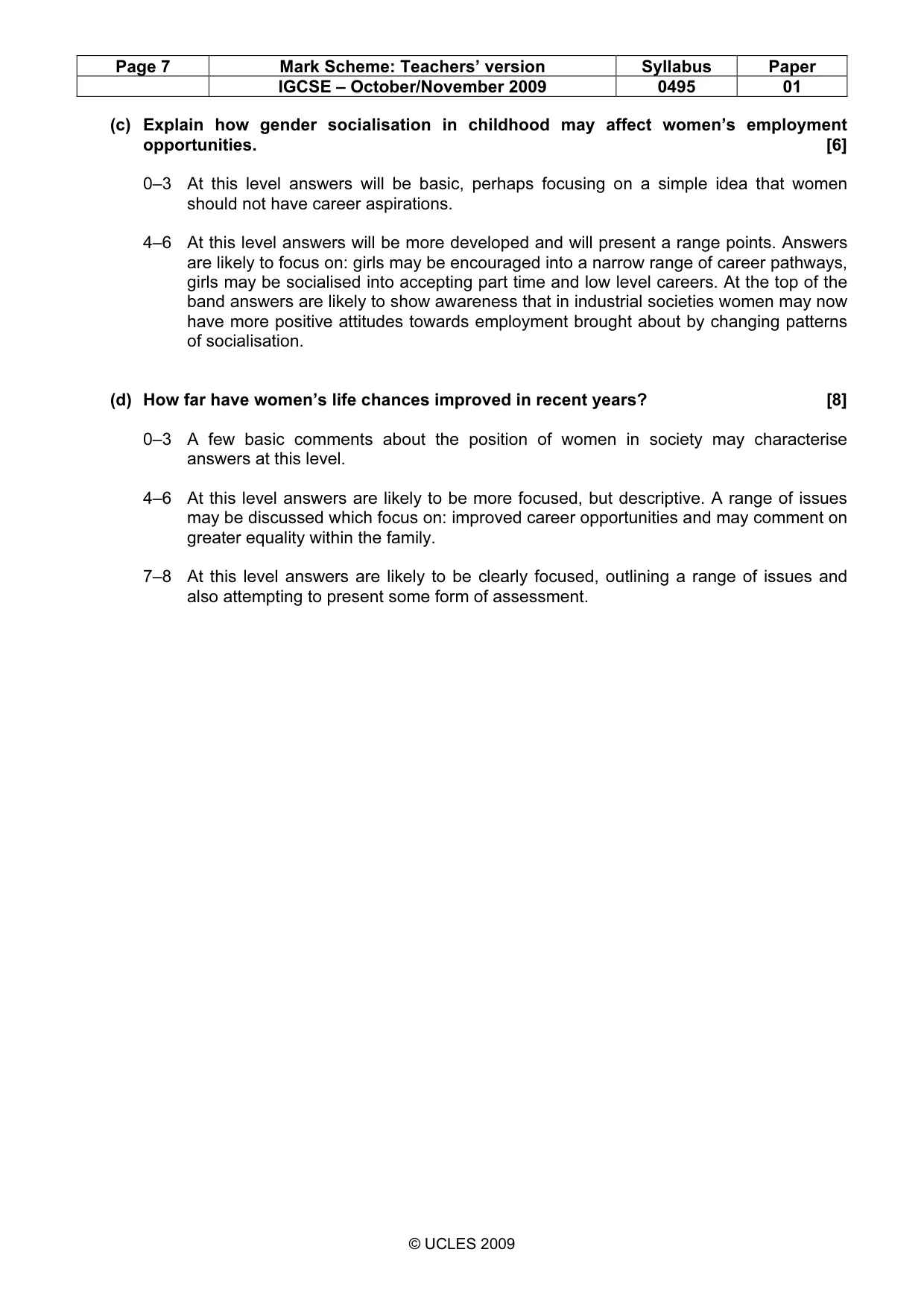 Mark scheme, page 7 of 9