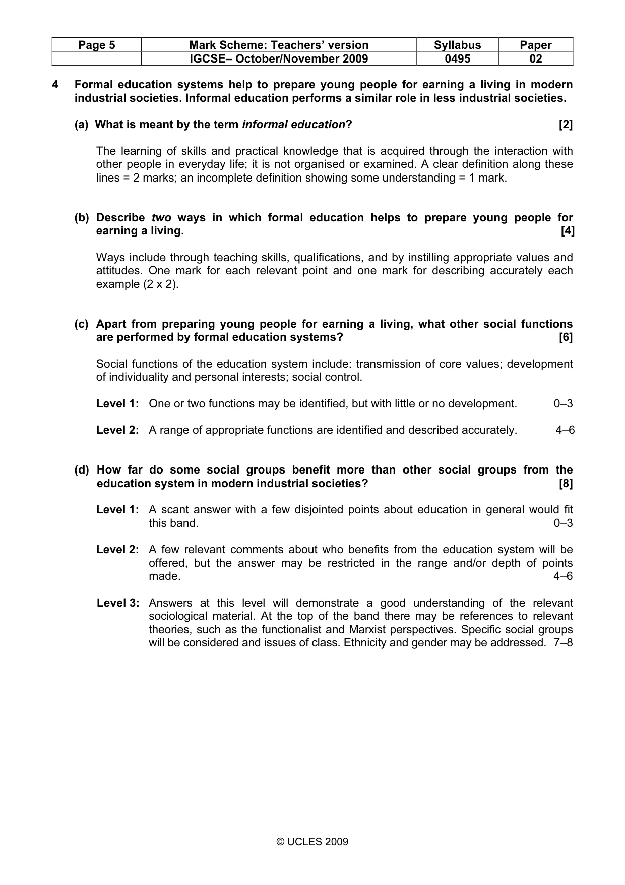 Mark scheme, page 5 of 8