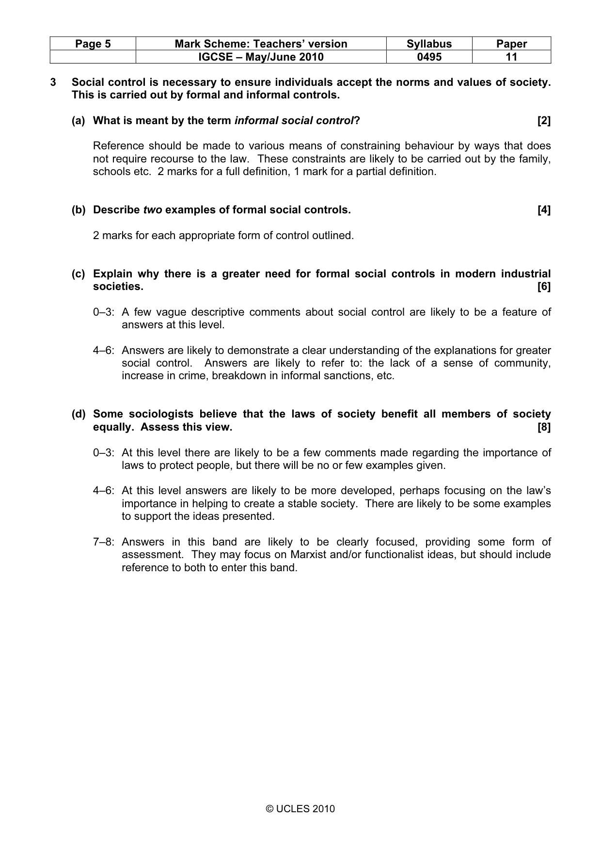 Mark scheme, page 5 of 9