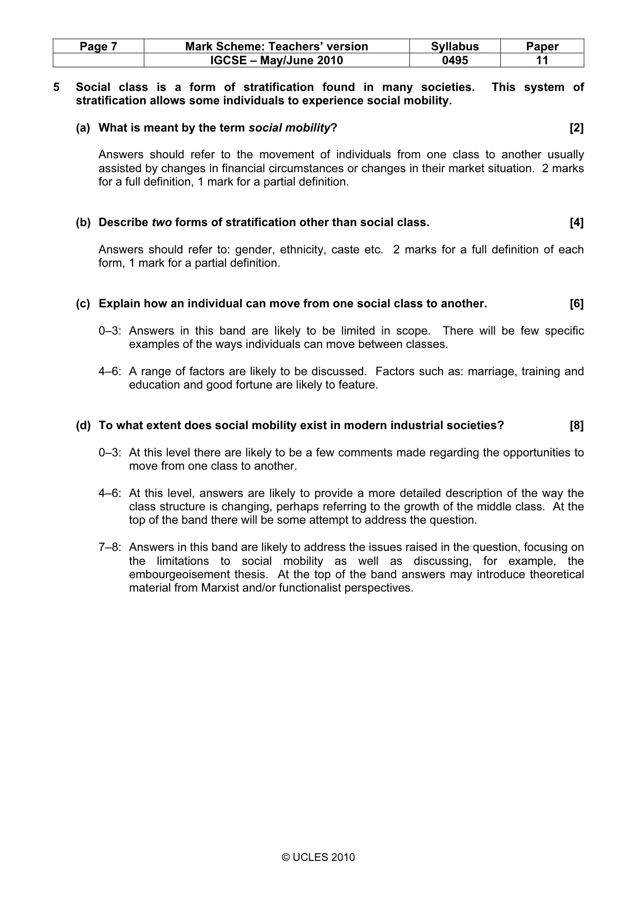 Mark scheme, page 7 of 9