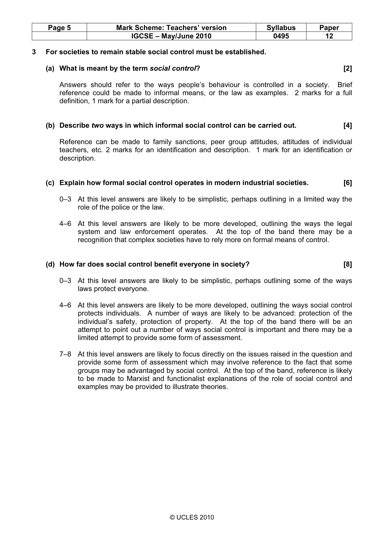Mark scheme, page 5 of 9