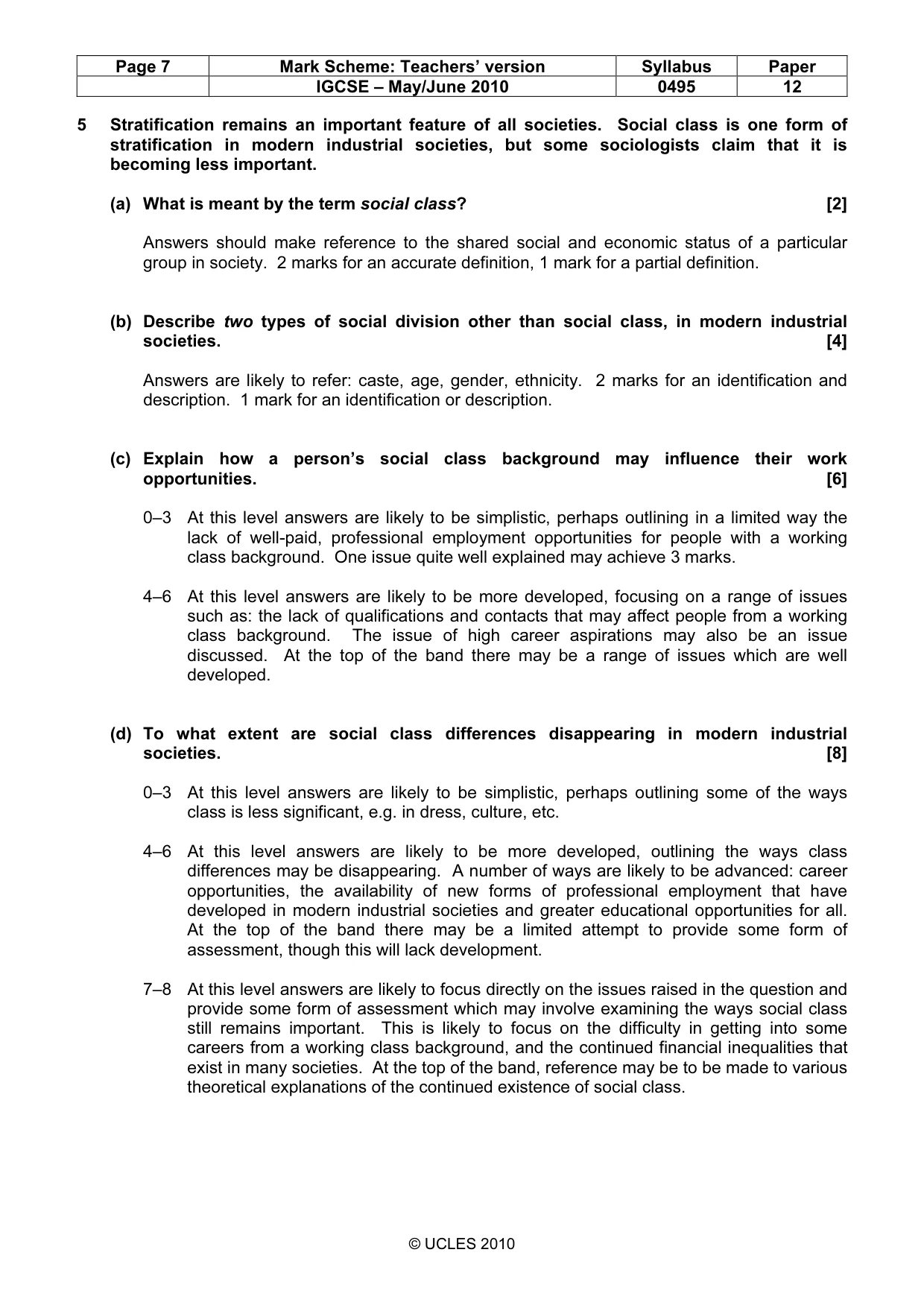 Mark scheme, page 7 of 9