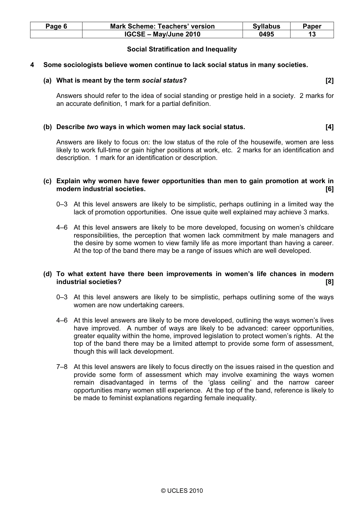 Mark scheme, page 6 of 9