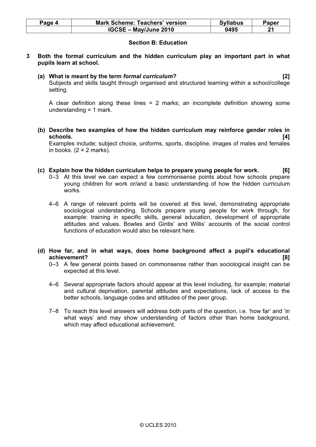 Mark scheme, page 4 of 9