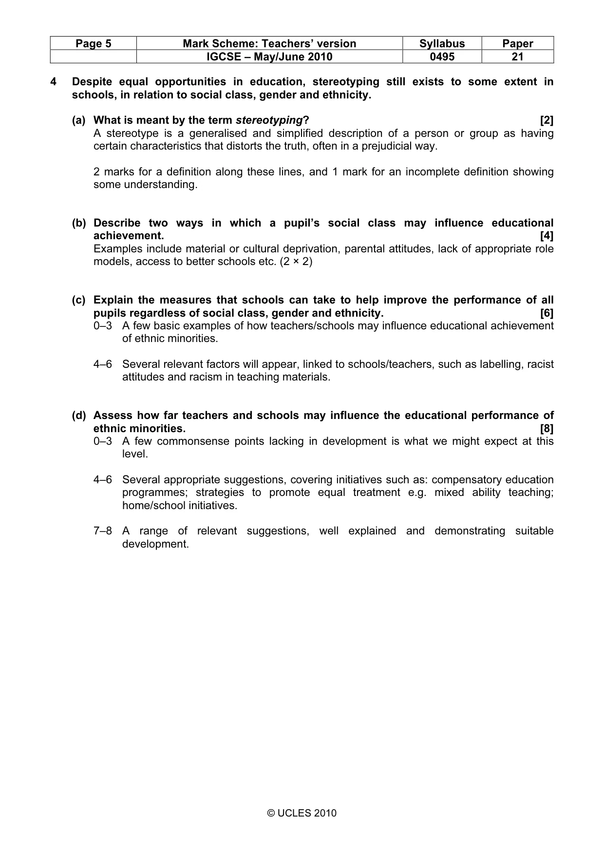 Mark scheme, page 5 of 9