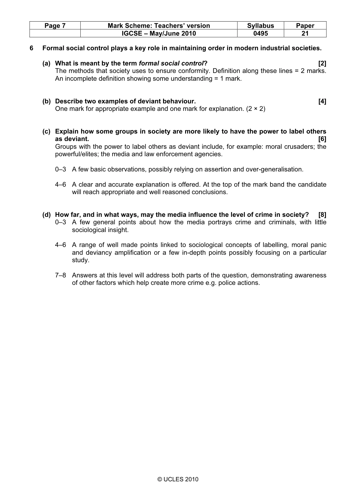 Mark scheme, page 7 of 9