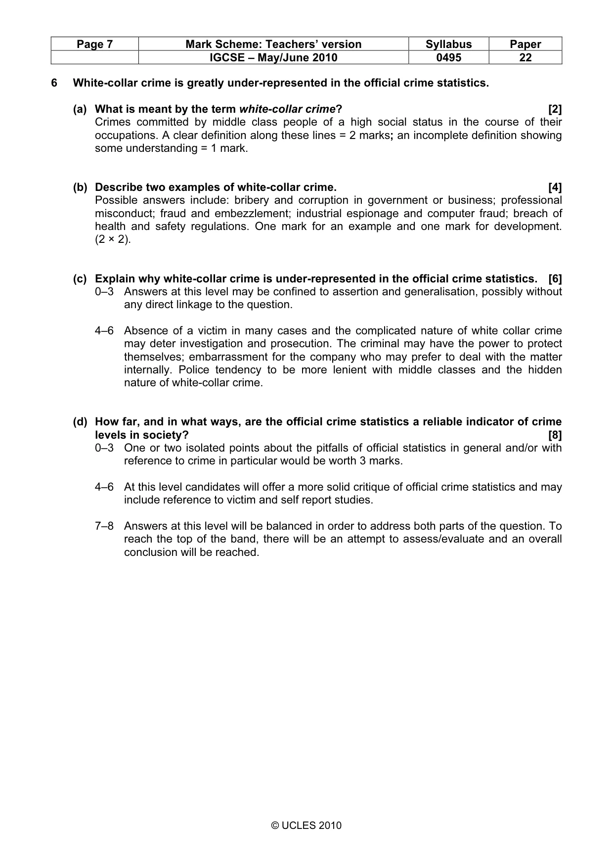 Mark scheme, page 7 of 9