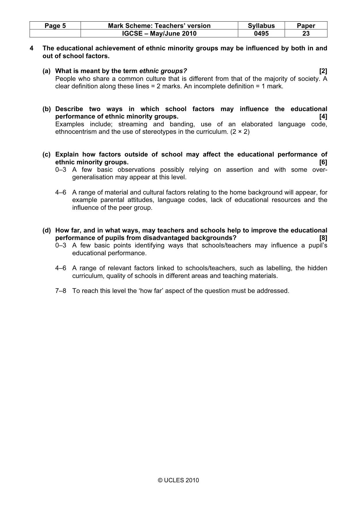 Mark scheme, page 5 of 9