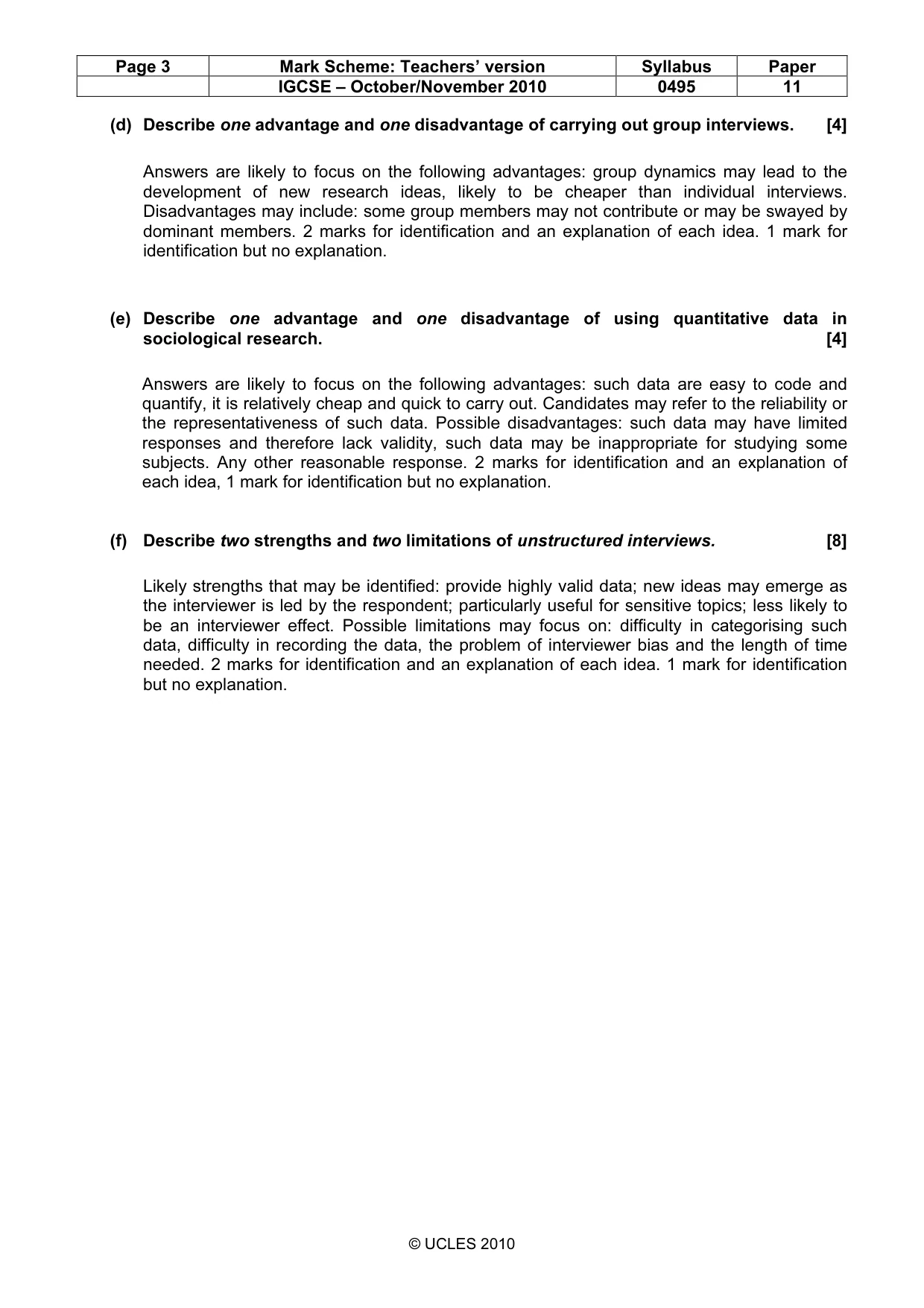 Mark scheme, page 3 of 9